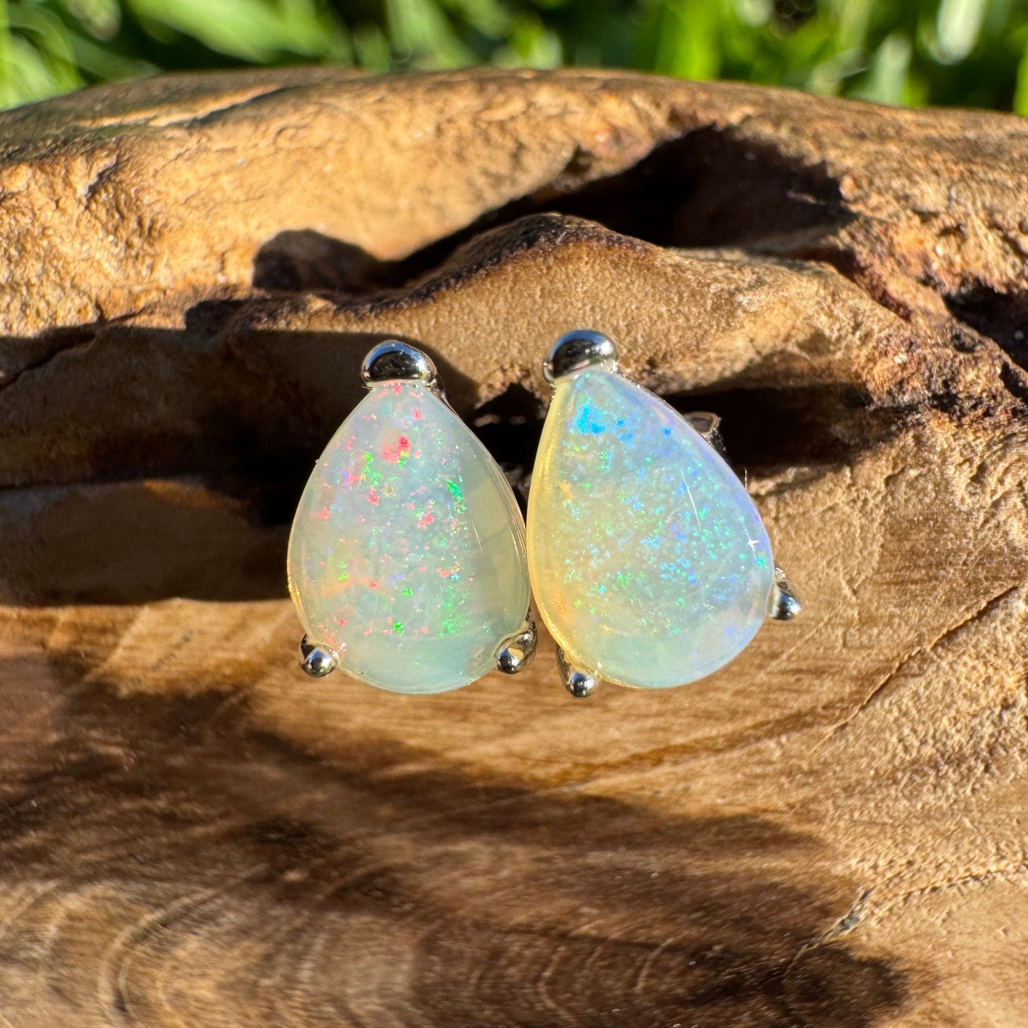 1.2ct Coober Pedy Opal Earrings ~ 'Esperance Ethereal' | 925 Sterling Silver | Solid Australian Opal