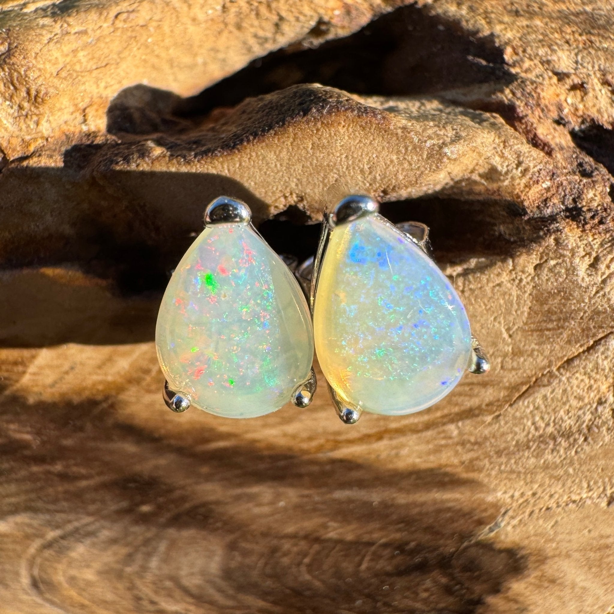 1.2ct Coober Pedy Opal Earrings ~ 'Esperance Ethereal' | 925 Sterling Silver | Solid Australian Opal