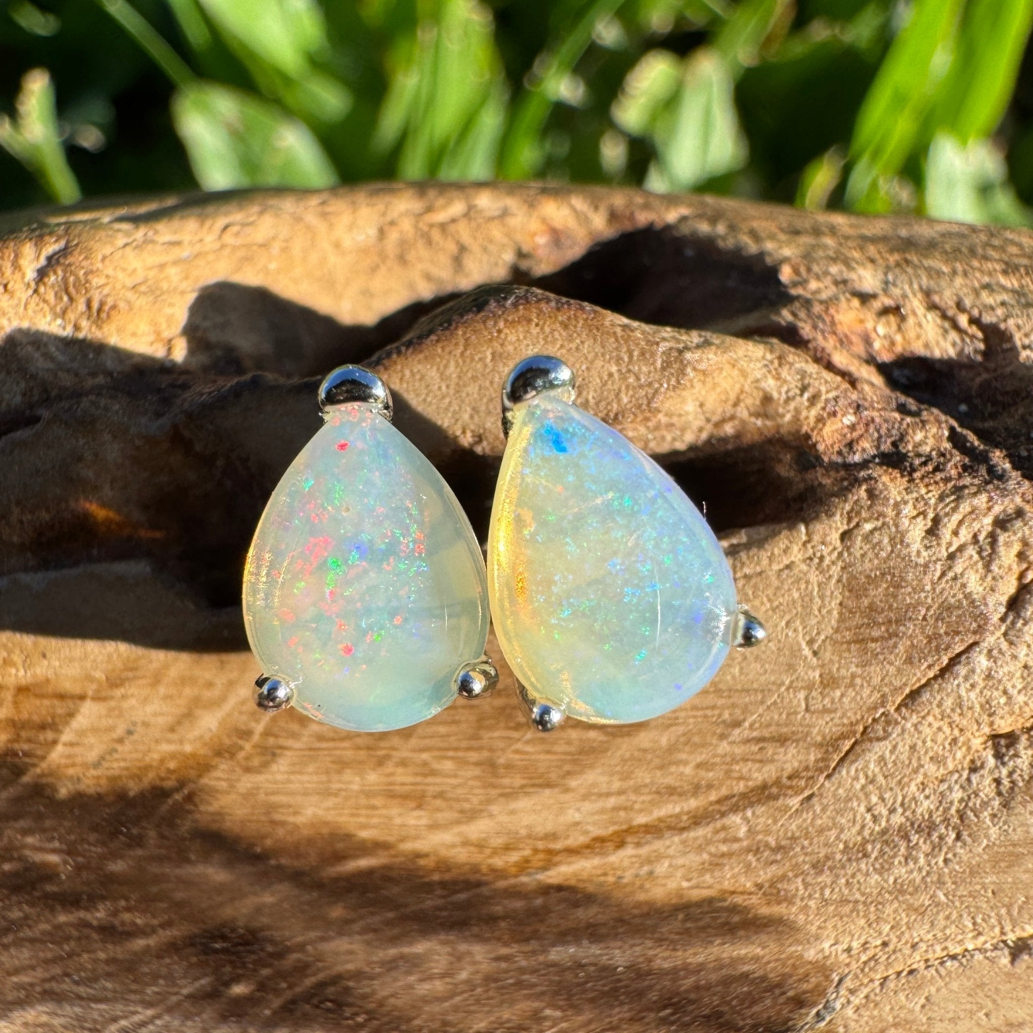 1.2ct Coober Pedy Opal Earrings ~ 'Esperance Ethereal' | 925 Sterling Silver | Solid Australian Opal
