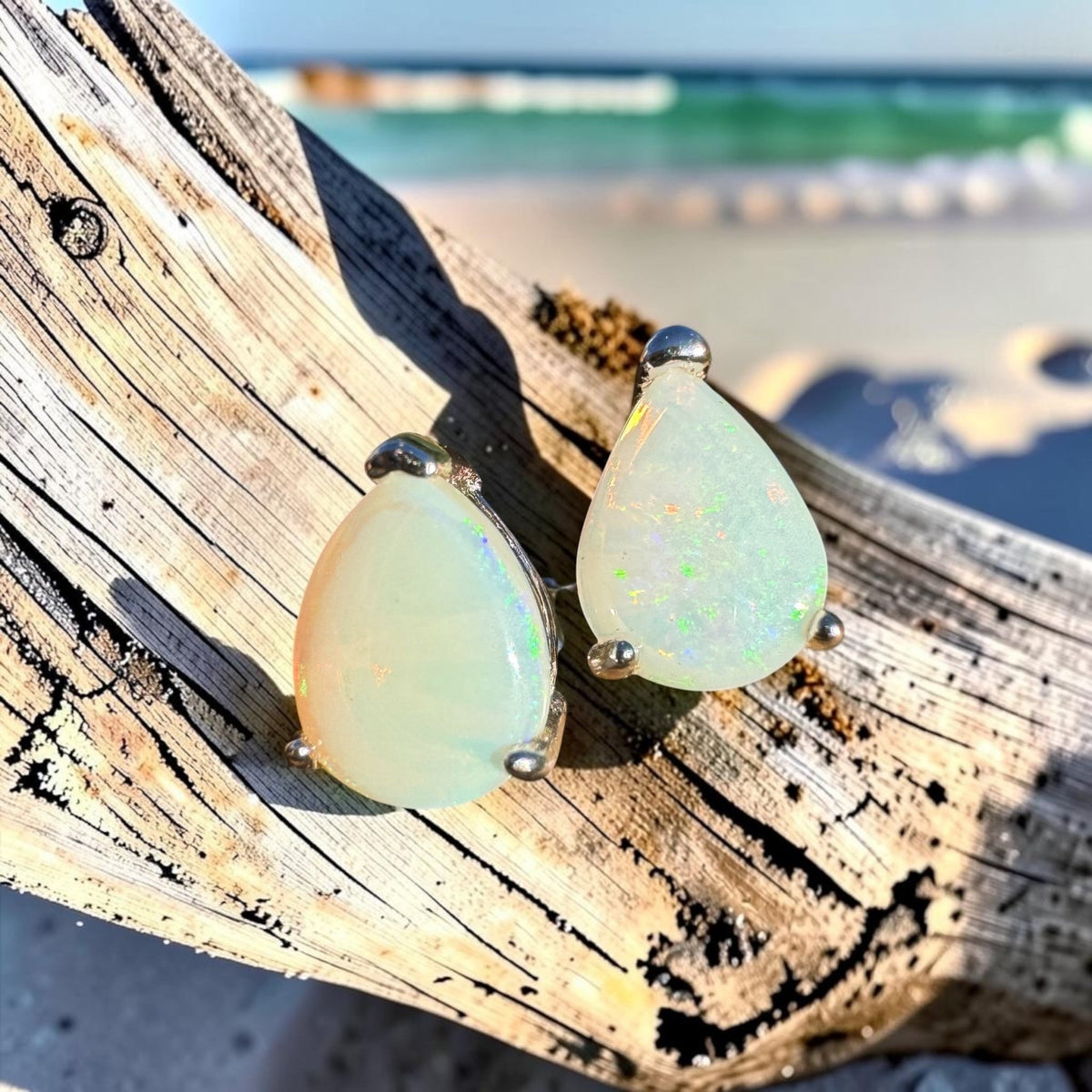 1.2ct Coober Pedy Opal Earrings ~ 'Yanchep Sparkle' | 925 Sterling Silver | Solid Australian Opal