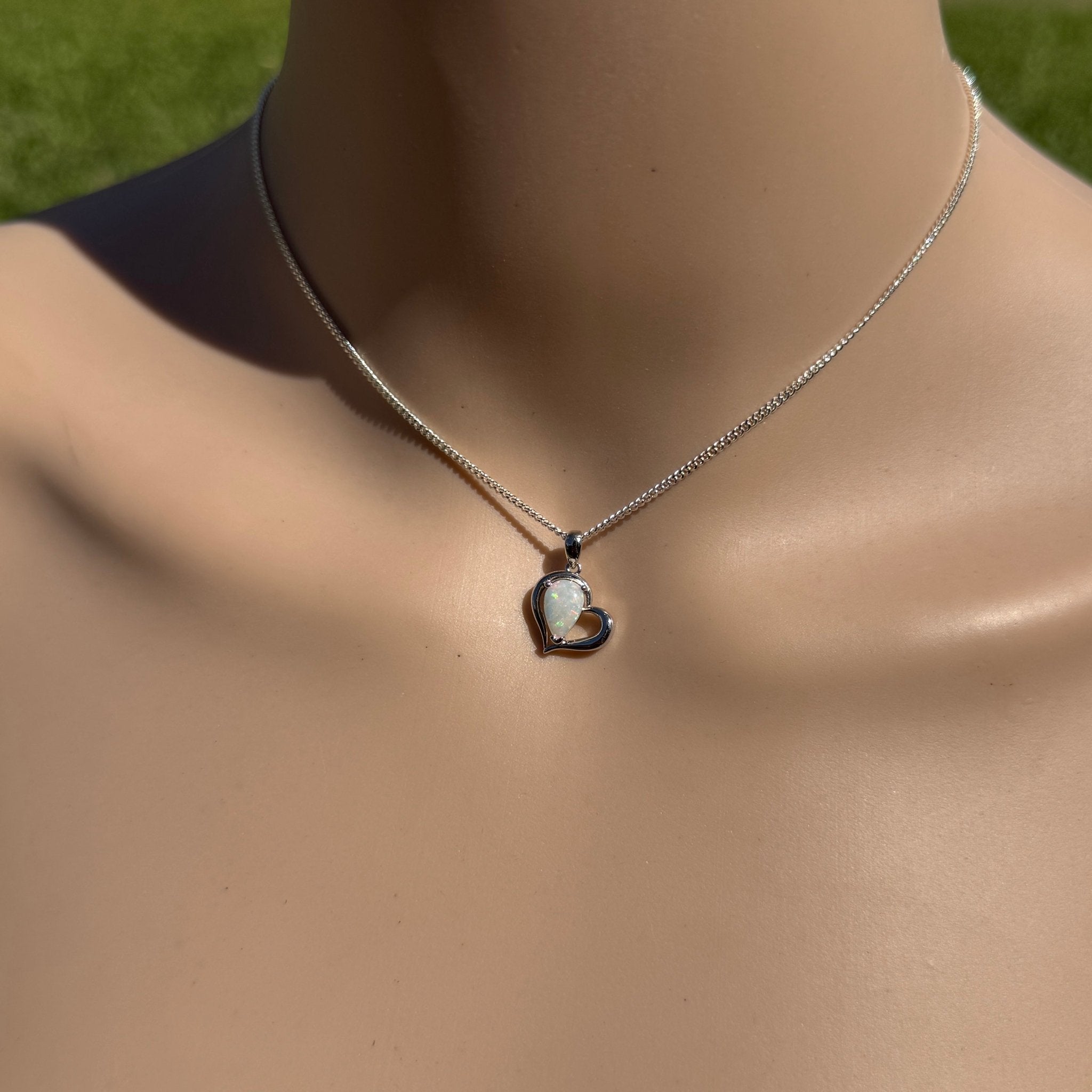 1.2ct Coober Pedy Opal Heart Pendant Necklace ~ 'Hamelin Heart' | 925 Sterling Silver | Solid Australian Opal