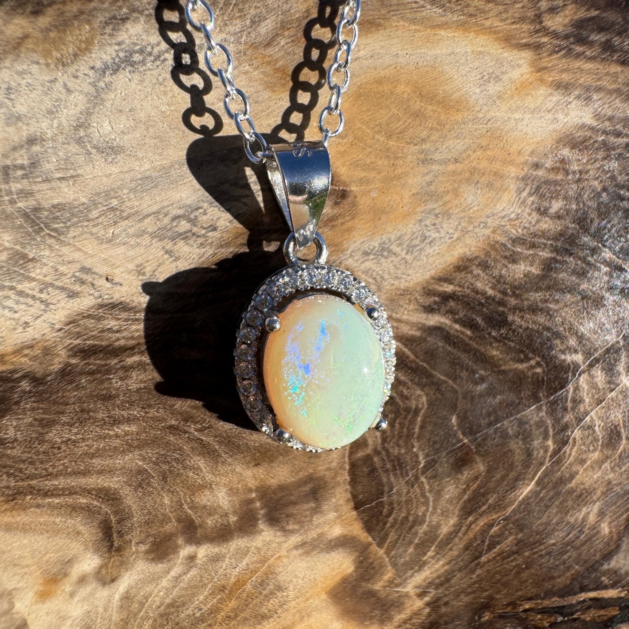 1.2ct Coober Pedy Opal Pendant Necklace ~ 'Cossack Colour' | 925 Sterling Silver | Solid Australian Opal
