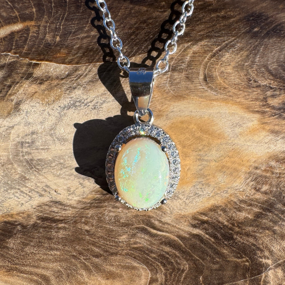 1.2ct Coober Pedy Opal Pendant Necklace ~ 'Cossack Colour' | 925 Sterling Silver | Solid Australian Opal