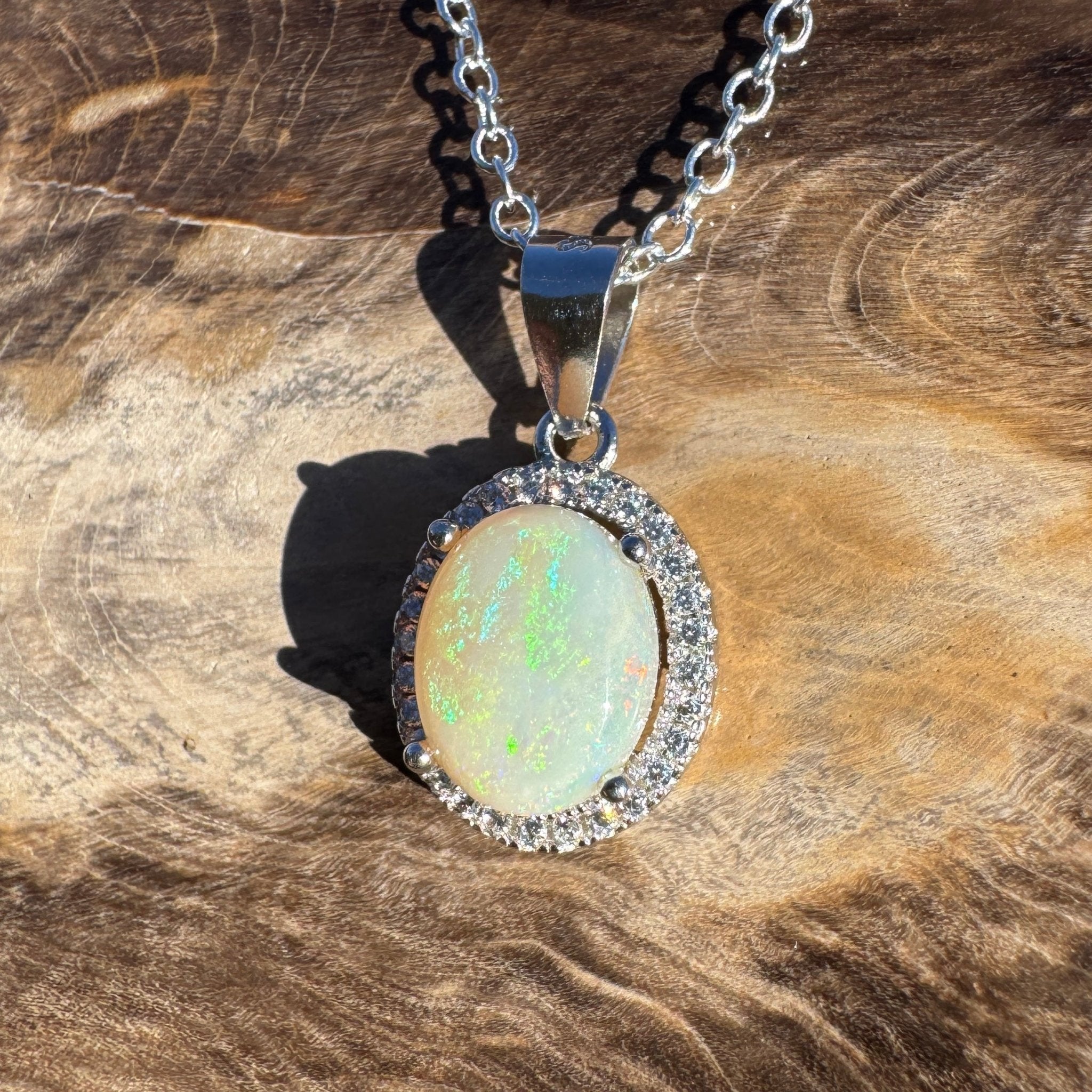 1.2ct Coober Pedy Opal Pendant Necklace ~ 'Cossack Colour' | 925 Sterling Silver | Solid Australian Opal