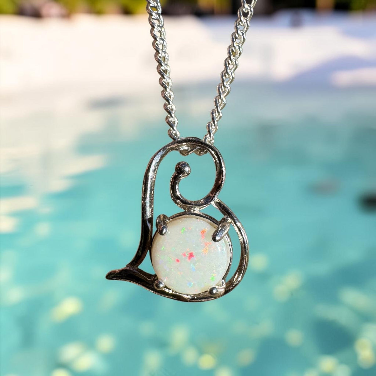 1.2ct Coober Pedy Opal Pendant Necklace ~ 'Forster Flow' | 925 Sterling Silver | Solid Australian Opal