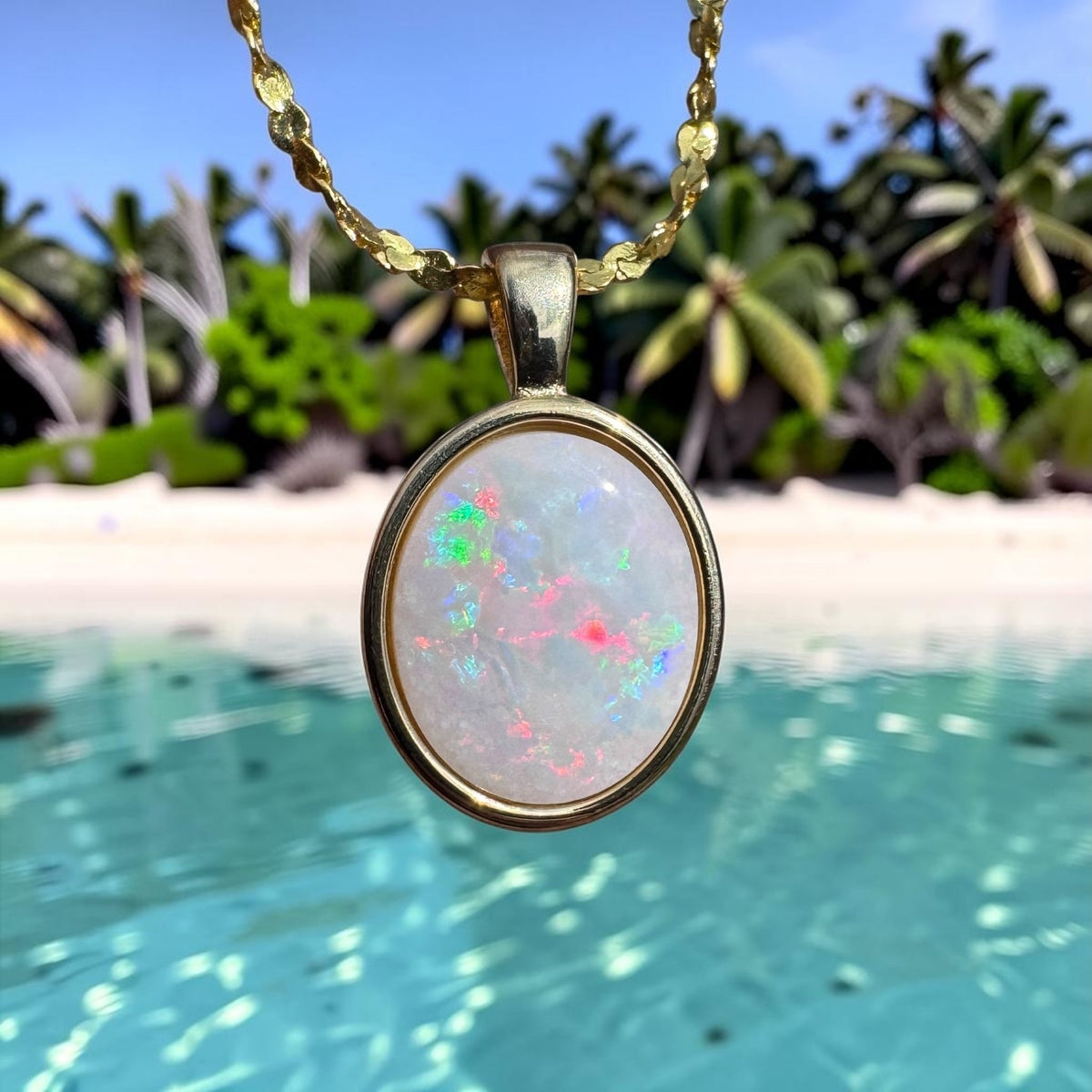 1.2ct Coober Pedy Opal Pendant Necklace ~ 'Gulgong Gold' | Yellow Gold Coated 925 Sterling Silver | Solid Australian Opal