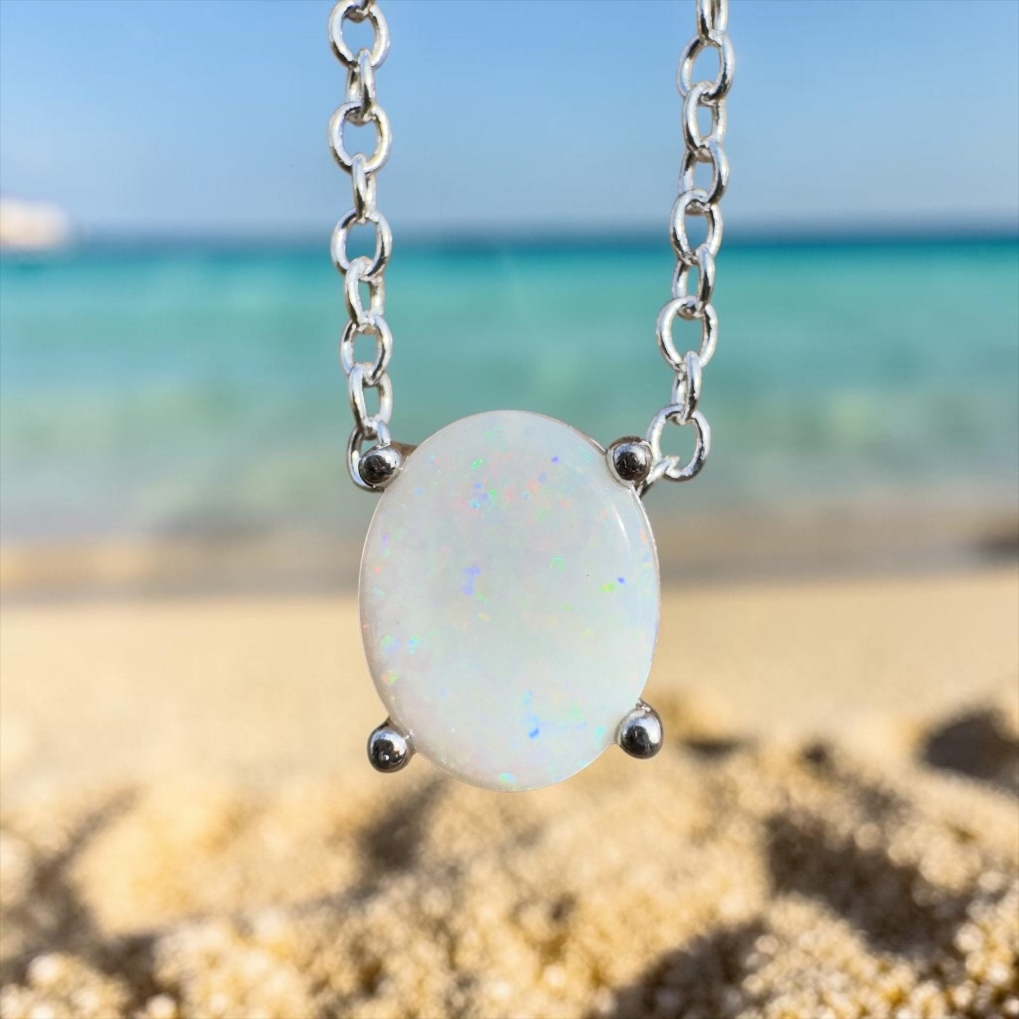 1.2ct Coober Pedy Opal Pendant Necklace ~ 'Ikara Prism' | 925 Sterling Silver | Solid Australian Opal