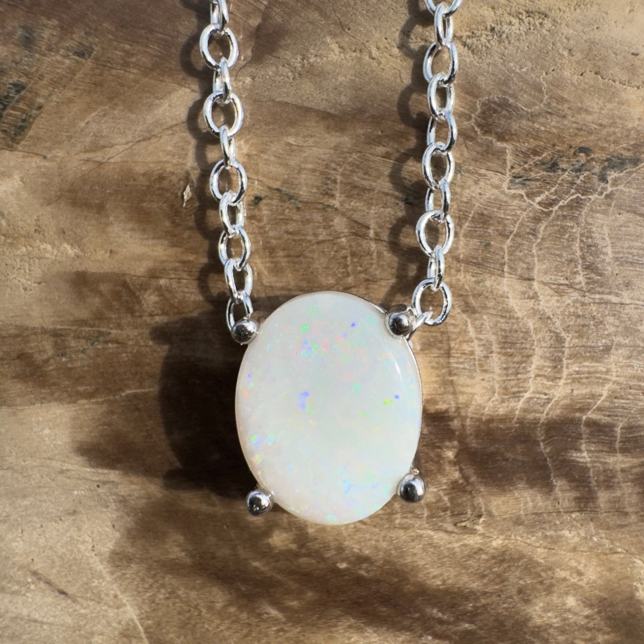 1.2ct Coober Pedy Opal Pendant Necklace ~ 'Ikara Prism' | 925 Sterling Silver | Solid Australian Opal