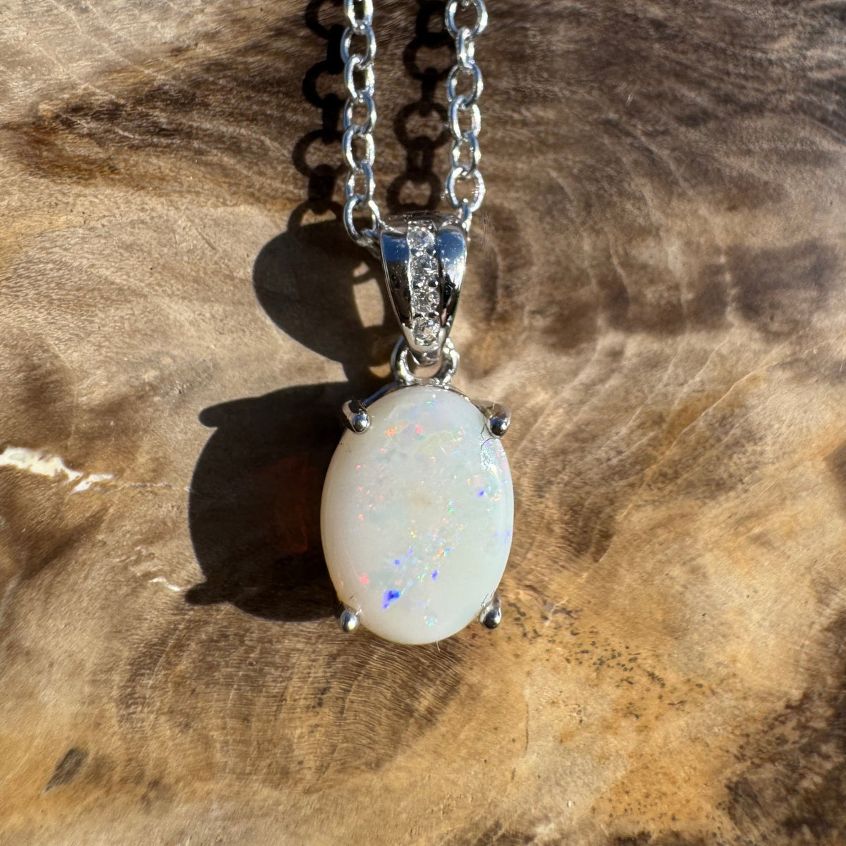 1.2ct Coober Pedy Opal Pendant Necklace ~ 'Jenolan Echo' | 925 Sterling Silver | Solid Australian Opal