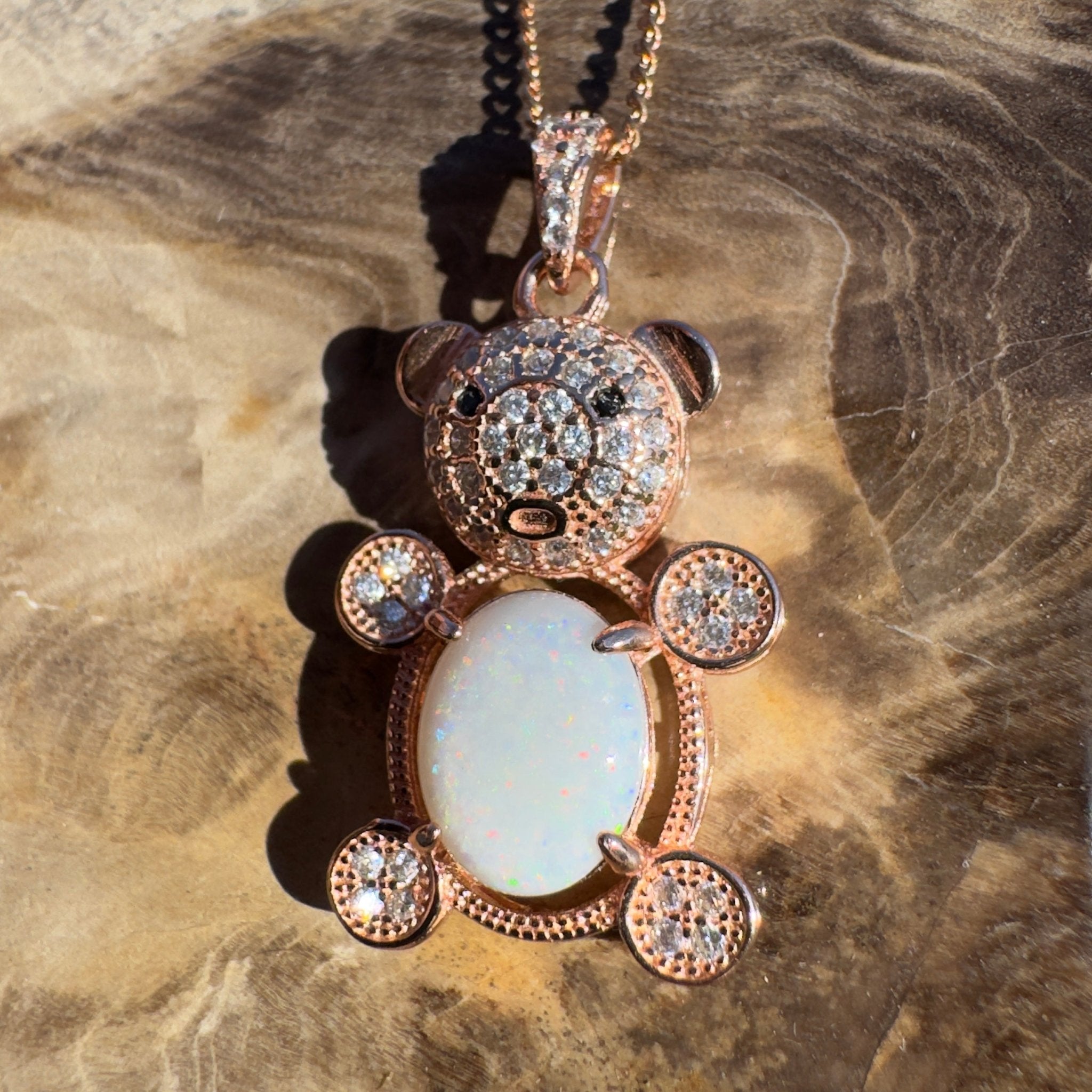 1.2ct Coober Pedy Opal Pendant Necklace ~ 'Jervis Bay Wash' | Rose Gold Coated 925 Sterling Silver | Solid Australian Opal