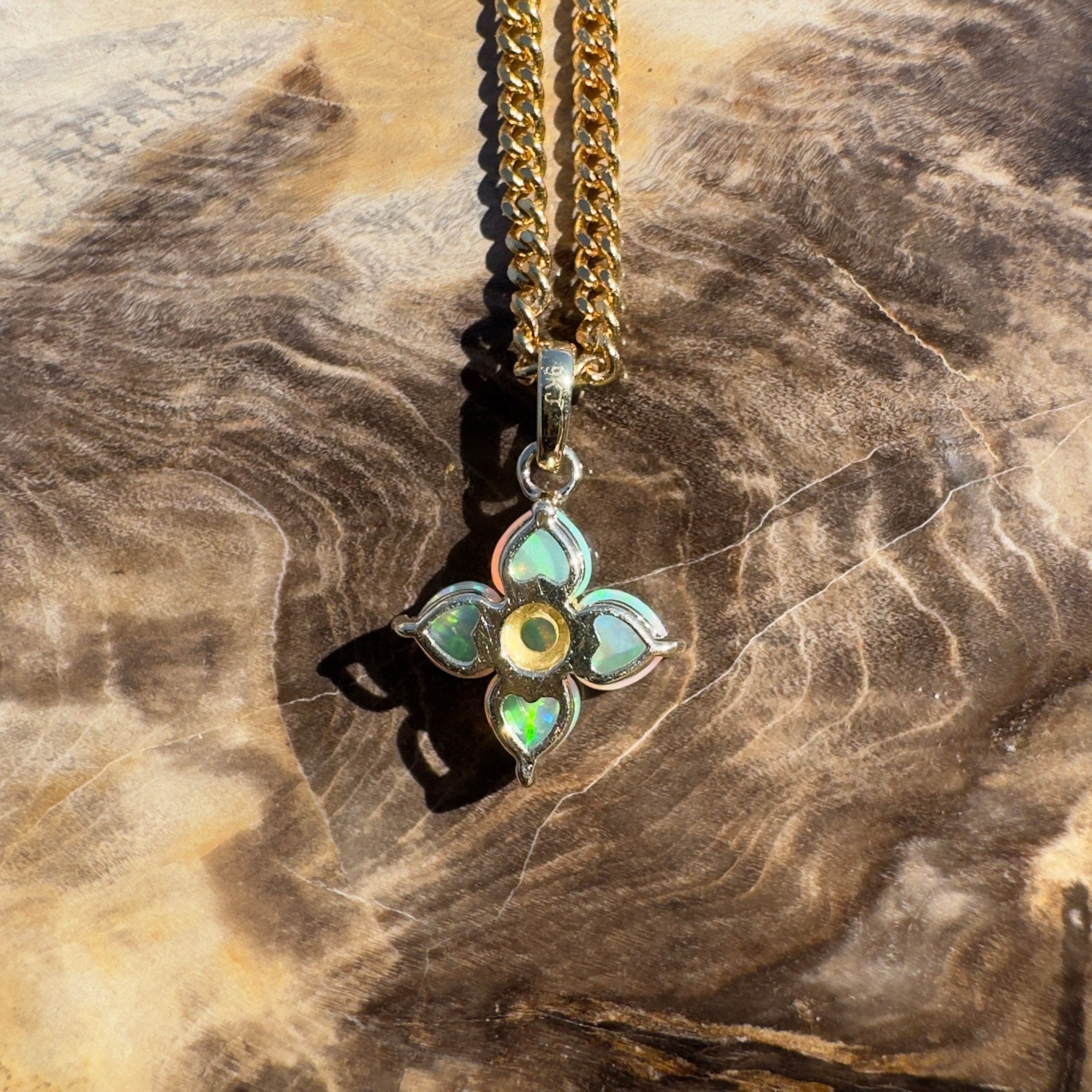 1.2ct Coober Pedy Opal Pendant Necklace ~ 'Kirra Point Gold' | 9ct Yellow Gold | Solid Australian Opal