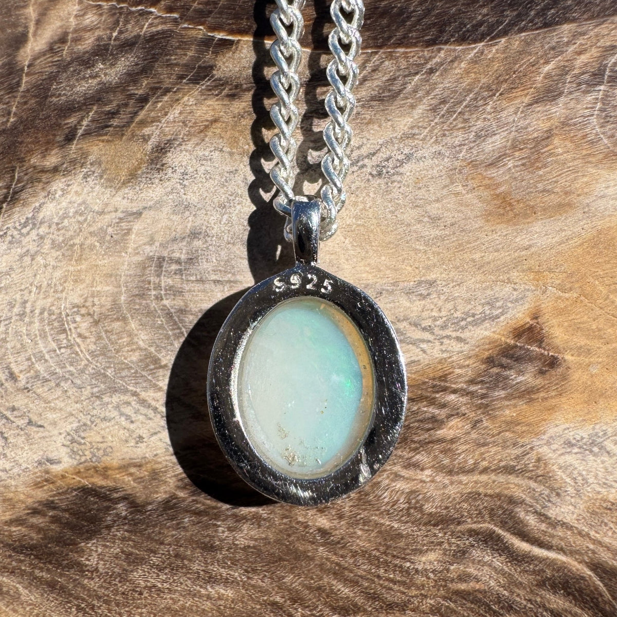 1.2ct Coober Pedy Opal Pendant Necklace ~ 'Lamington Blue' | 925 Sterling Silver | Solid Australian Opal