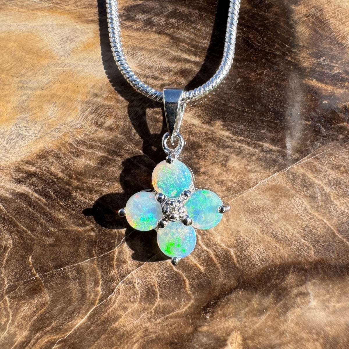 1.2ct Coober Pedy Opal Pendant Necklace ~ 'Lizard Point Lustre' | 925 Sterling Silver | Solid Australian Opal