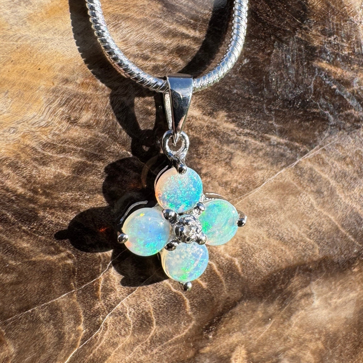 1.2ct Coober Pedy Opal Pendant Necklace ~ 'Lizard Point Lustre' | 925 Sterling Silver | Solid Australian Opal