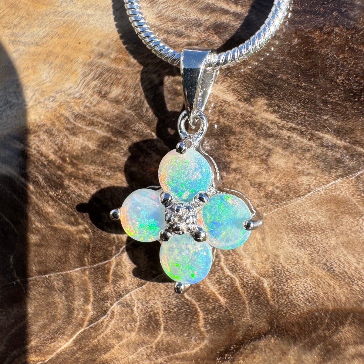1.2ct Coober Pedy Opal Pendant Necklace ~ 'Lizard Point Lustre' | 925 Sterling Silver | Solid Australian Opal