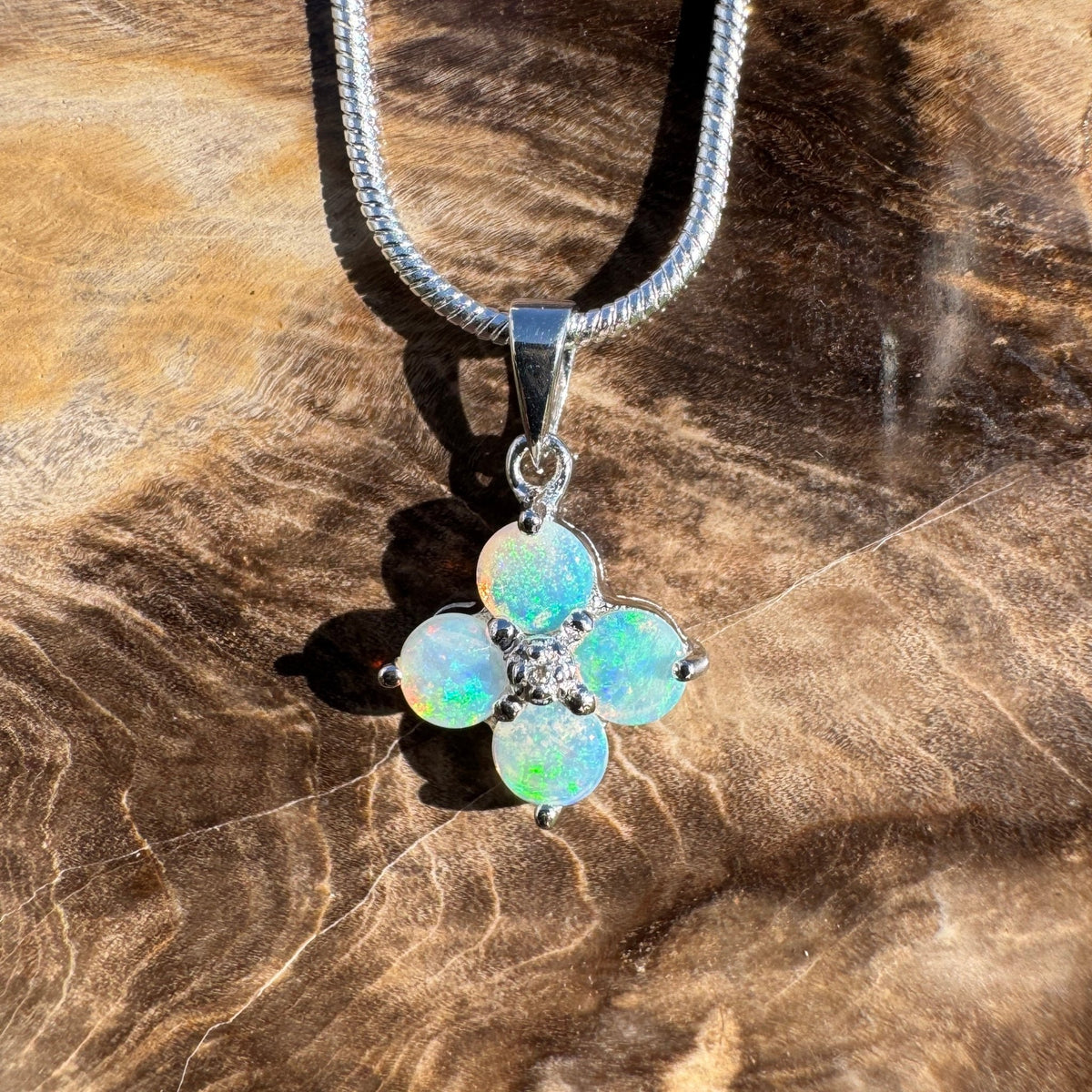 1.2ct Coober Pedy Opal Pendant Necklace ~ 'Lizard Point Lustre' | 925 Sterling Silver | Solid Australian Opal