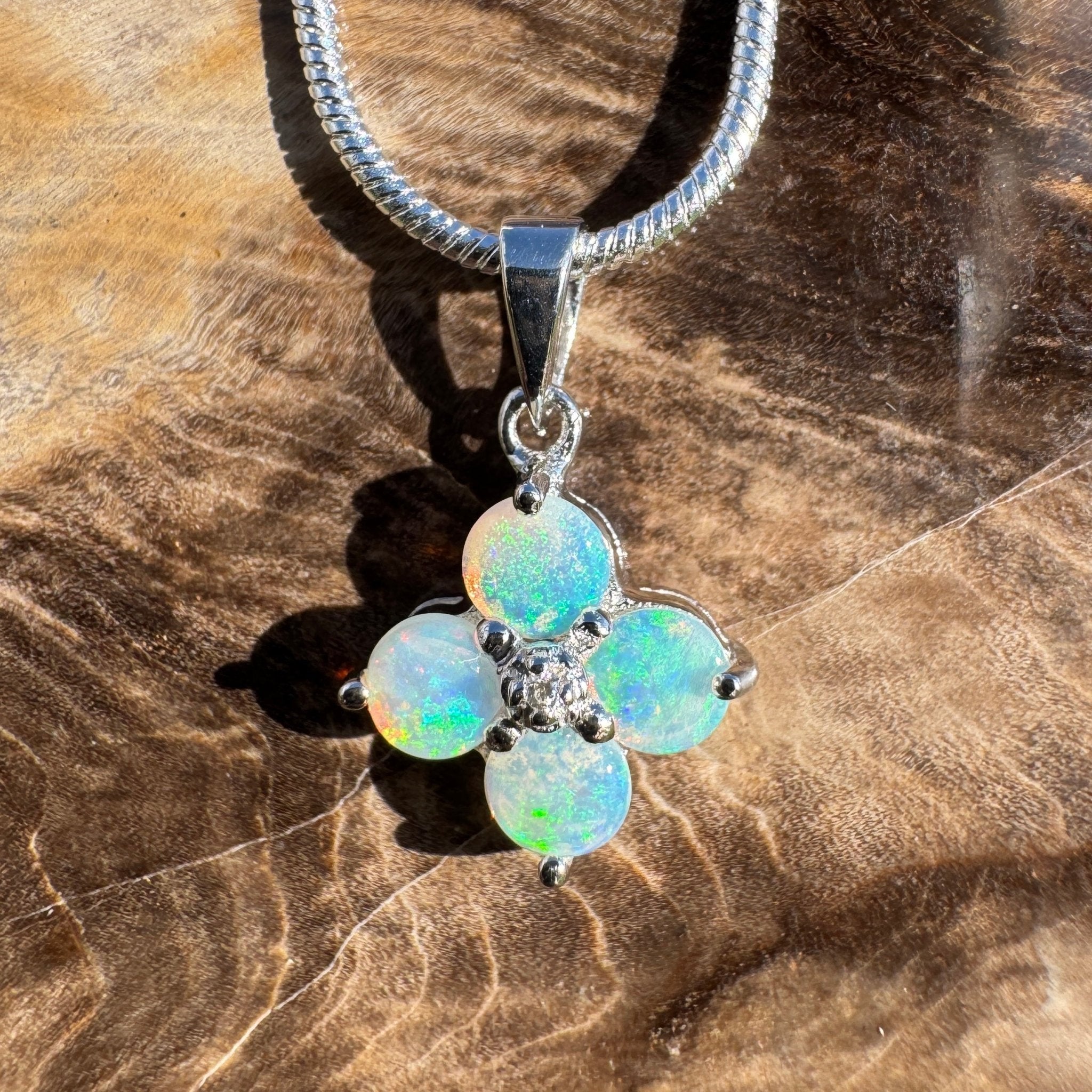 1.2ct Coober Pedy Opal Pendant Necklace ~ 'Lizard Point Lustre' | 925 Sterling Silver | Solid Australian Opal