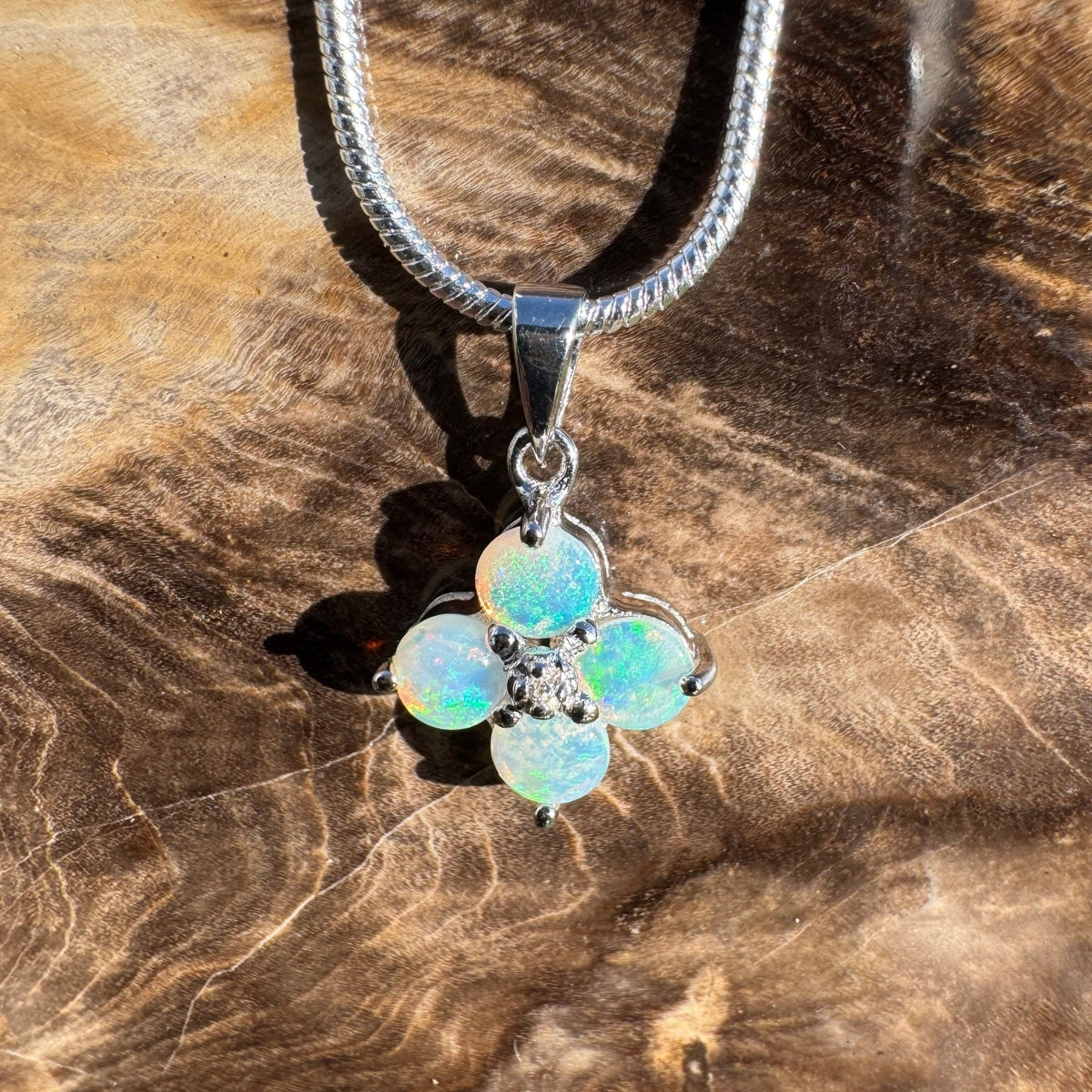 1.2ct Coober Pedy Opal Pendant Necklace ~ 'Lizard Point Lustre' | 925 Sterling Silver | Solid Australian Opal