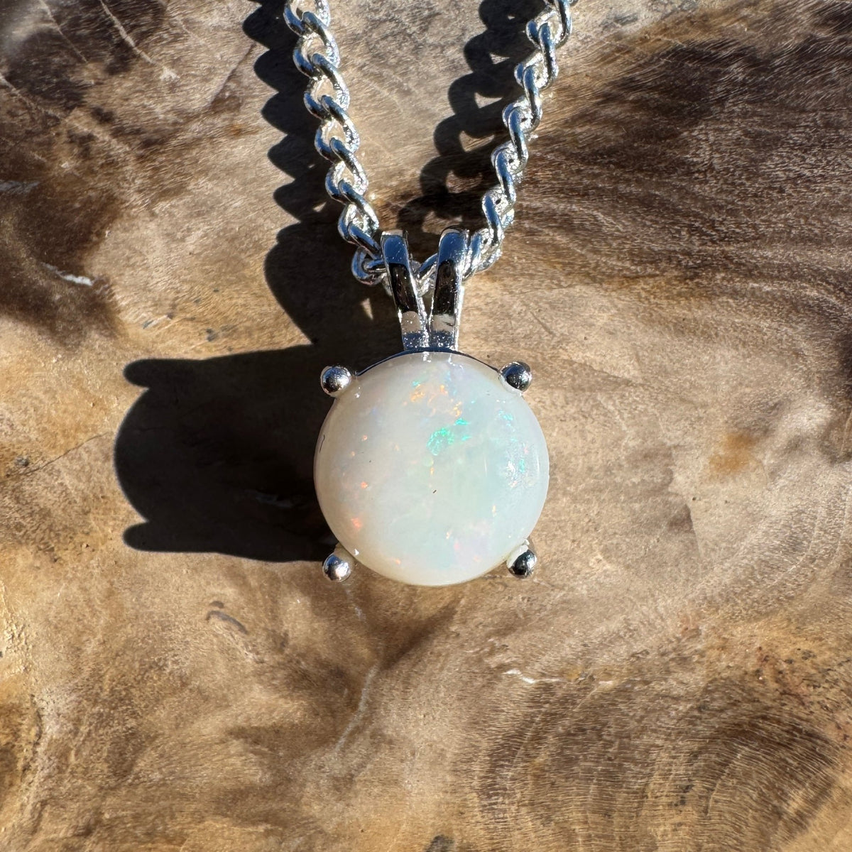 1.2ct Coober Pedy Opal Pendant Necklace ~ 'Lorne Glow' | 925 Sterling Silver | Solid Australian Opal