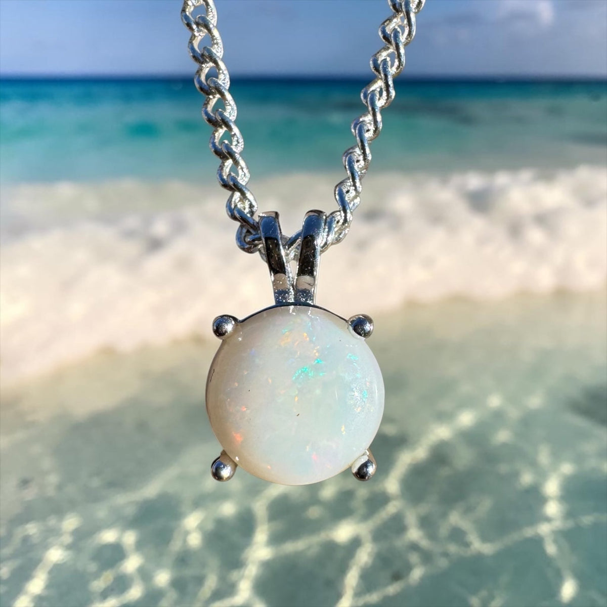 1.2ct Coober Pedy Opal Pendant Necklace ~ 'Lorne Glow' | 925 Sterling Silver | Solid Australian Opal
