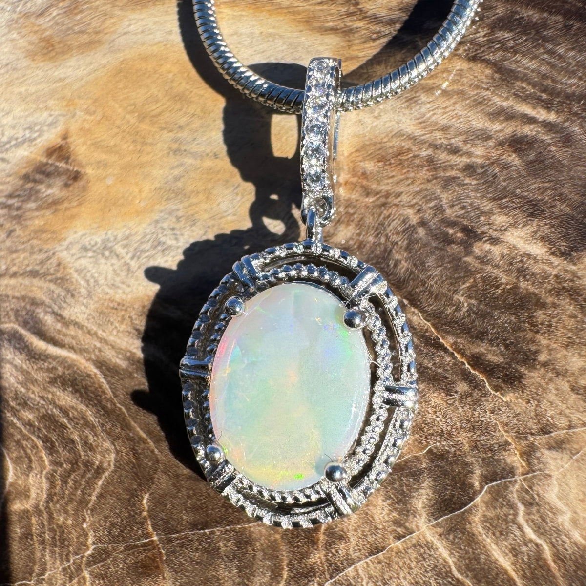 1.2ct Coober Pedy Opal Pendant Necklace ~ 'Maria Island Twilight' | 925 Sterling Silver | Solid Australian Opal