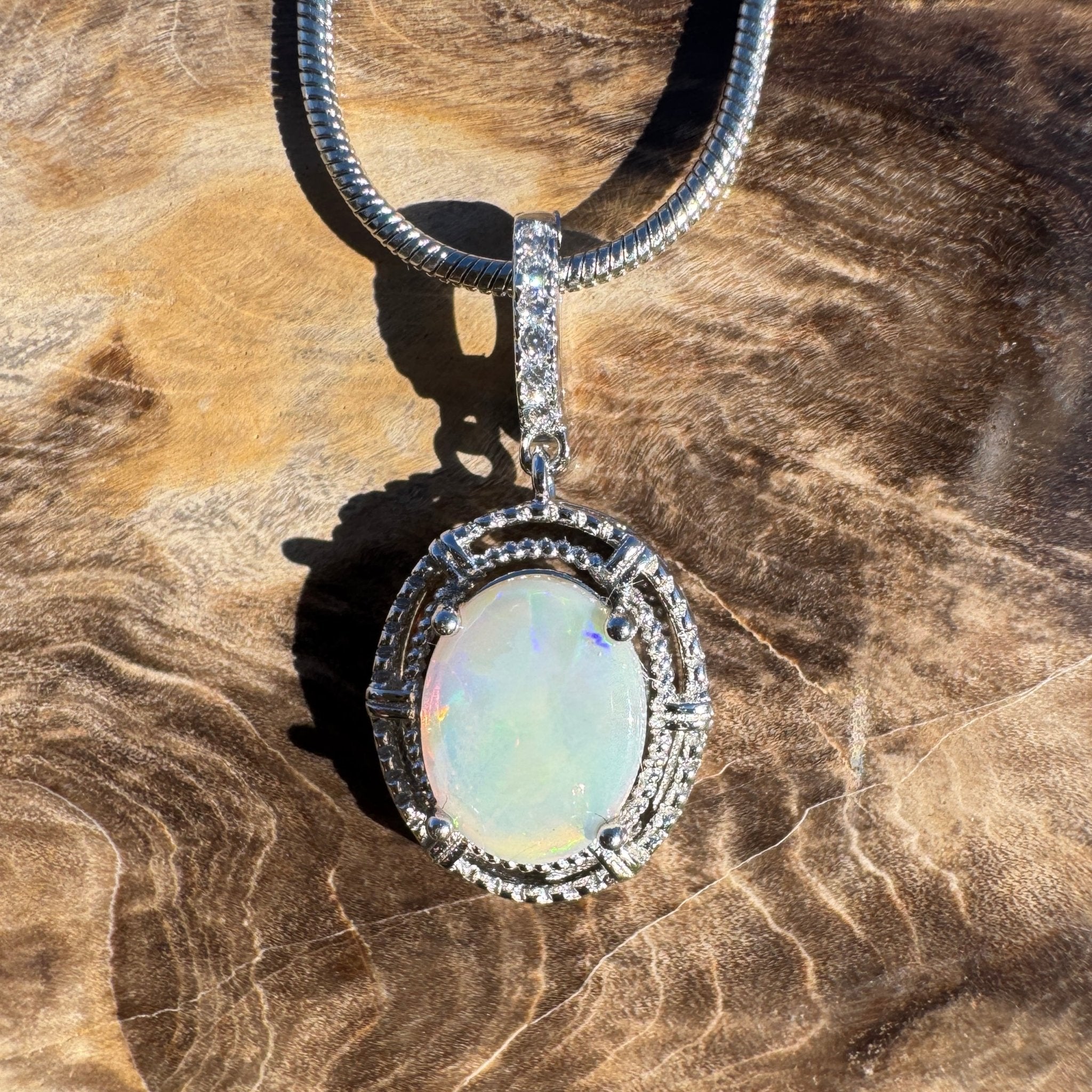 1.2ct Coober Pedy Opal Pendant Necklace ~ 'Maria Island Twilight' | 925 Sterling Silver | Solid Australian Opal