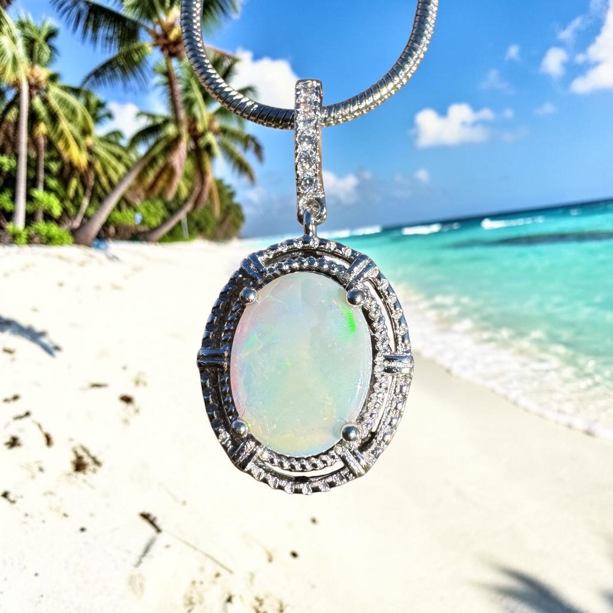 1.2ct Coober Pedy Opal Pendant Necklace ~ 'Maria Island Twilight' | 925 Sterling Silver | Solid Australian Opal