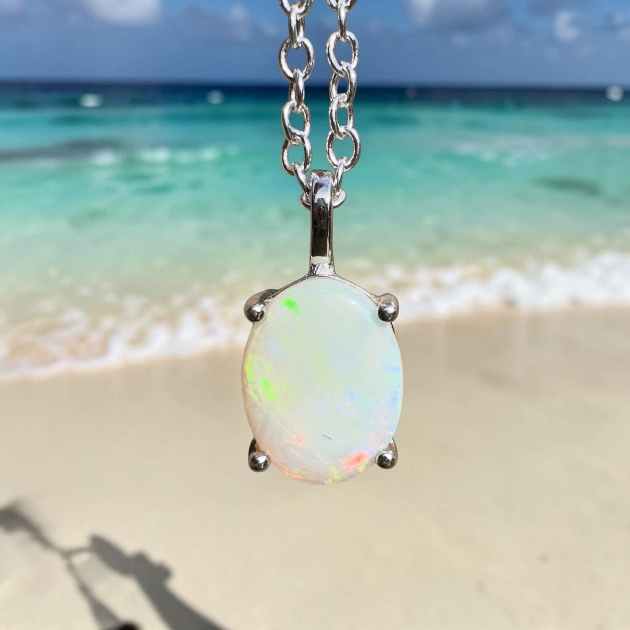1.2ct Coober Pedy Opal Pendant Necklace ~ 'Mossman Fern' | 925 Sterling Silver | Solid Australian Opal