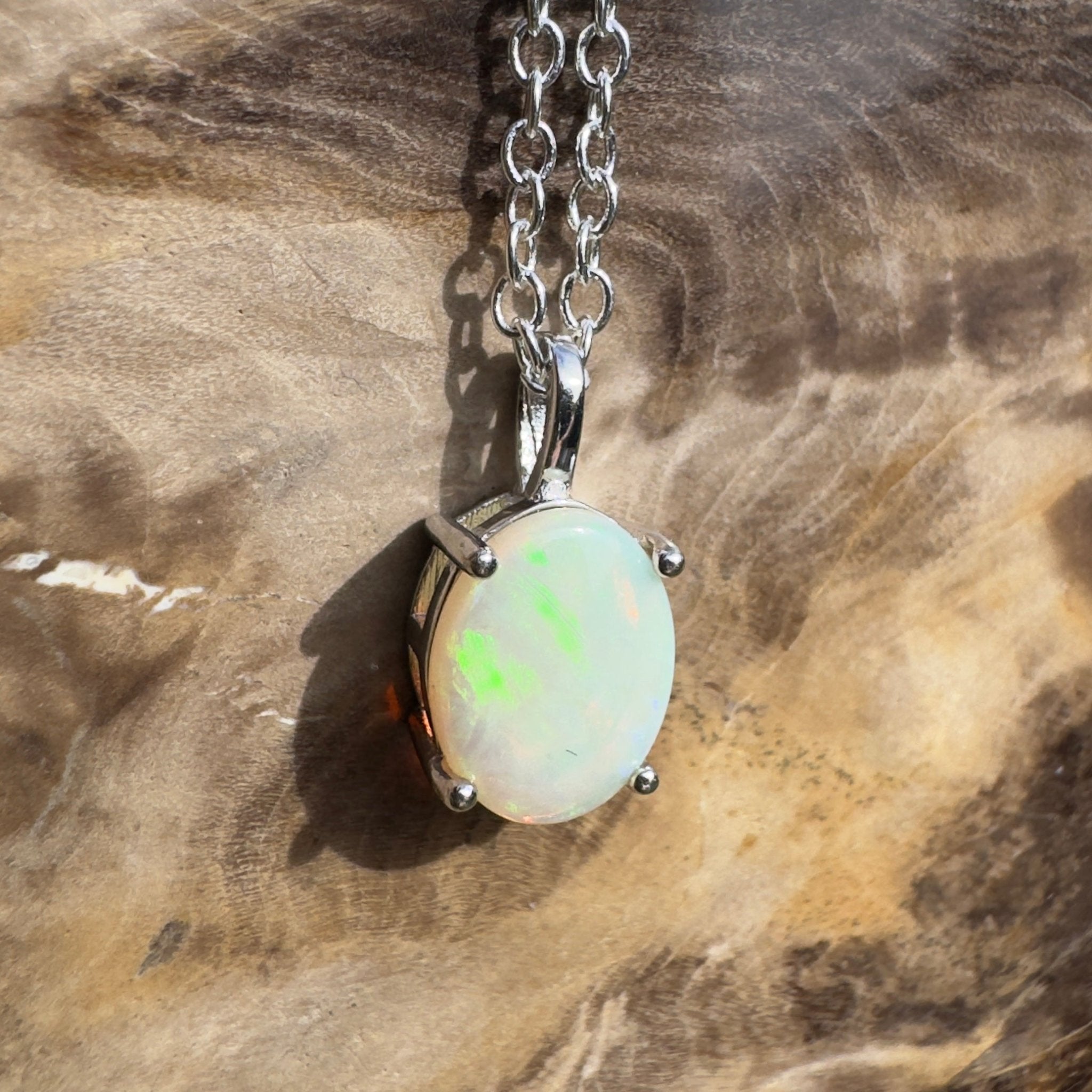 1.2ct Coober Pedy Opal Pendant Necklace ~ 'Mossman Fern' | 925 Sterling Silver | Solid Australian Opal