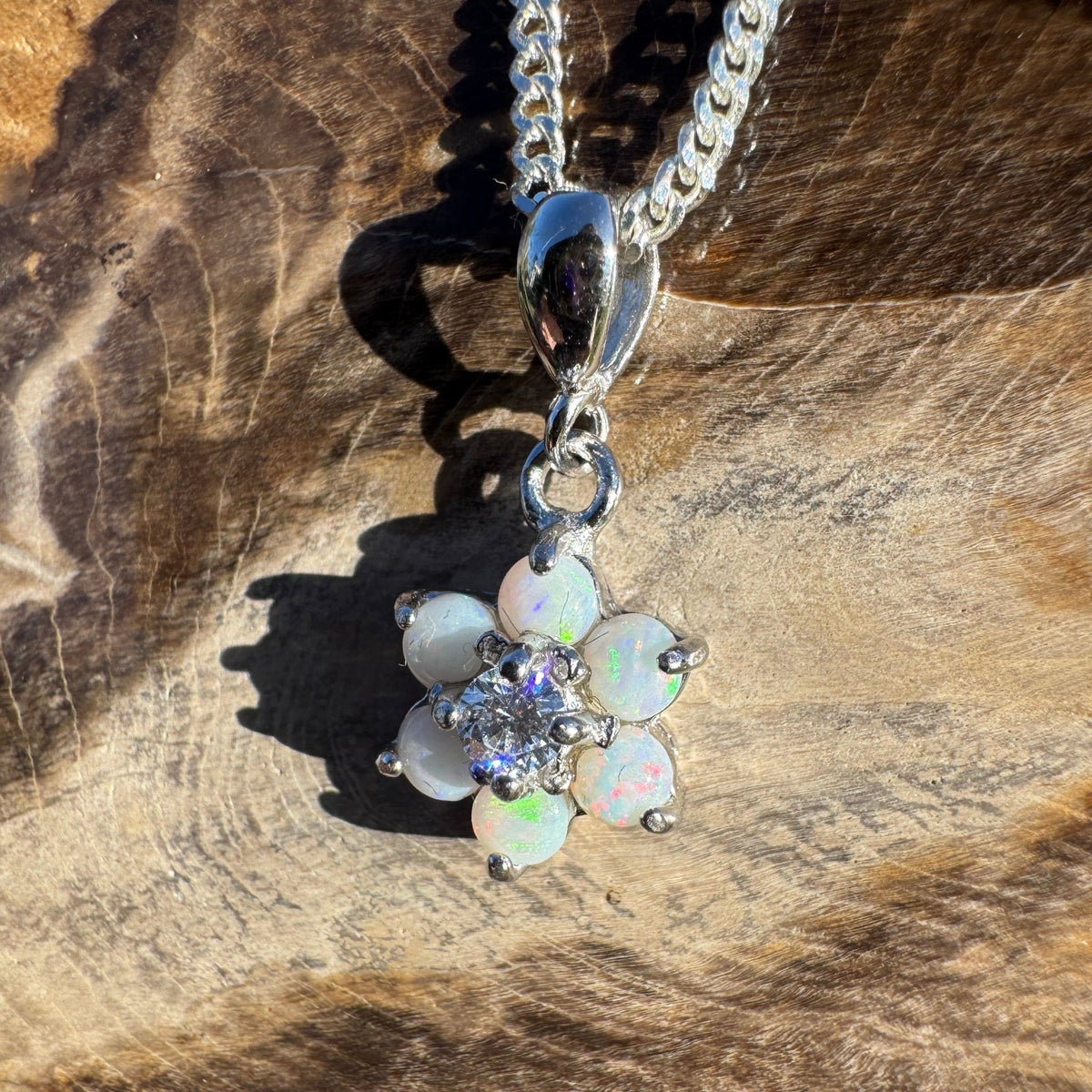 1.2ct Coober Pedy Opal Pendant Necklace ~ 'Orroroo Sunrise' | 925 Sterling Silver | Solid Australian Opal
