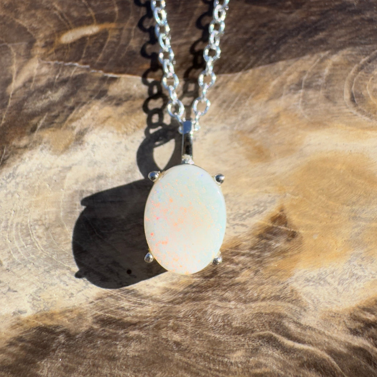 1.2ct Coober Pedy Opal Pendant Necklace ~ 'Outback Shimmers' | 925 Sterling Silver | Solid Australian Opal
