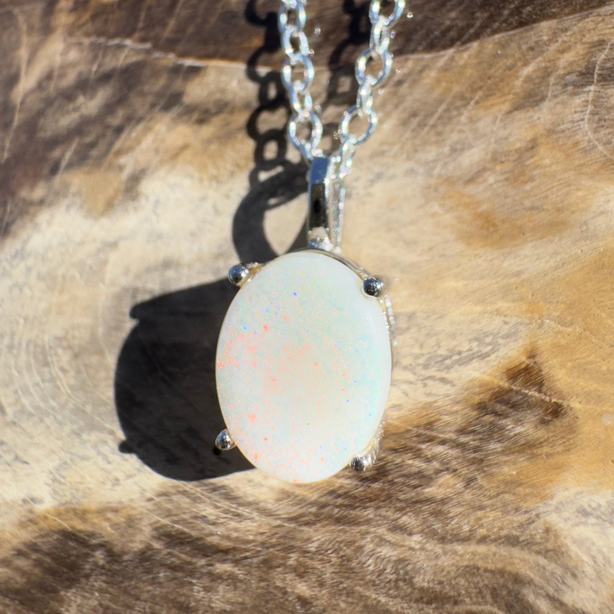 1.2ct Coober Pedy Opal Pendant Necklace ~ 'Outback Shimmers' | 925 Sterling Silver | Solid Australian Opal