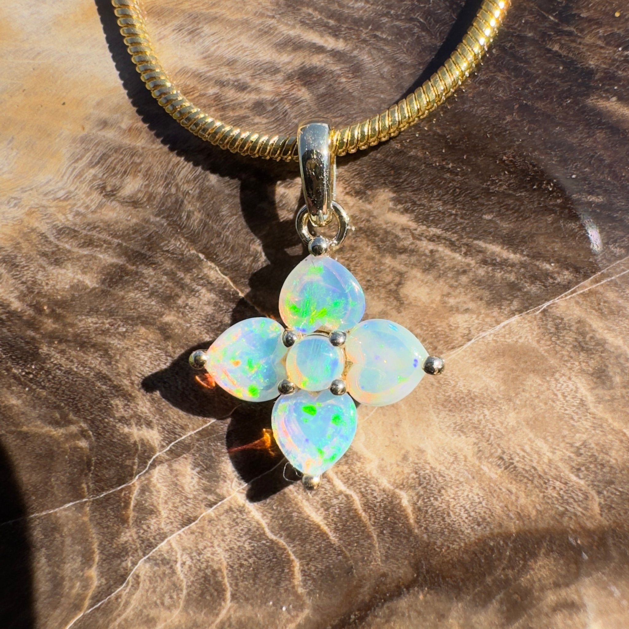 1.2ct Coober Pedy Opal Pendant Necklace ~ 'Snapper Rocks Gold' | 9ct Yellow Gold | Solid Australian Opal