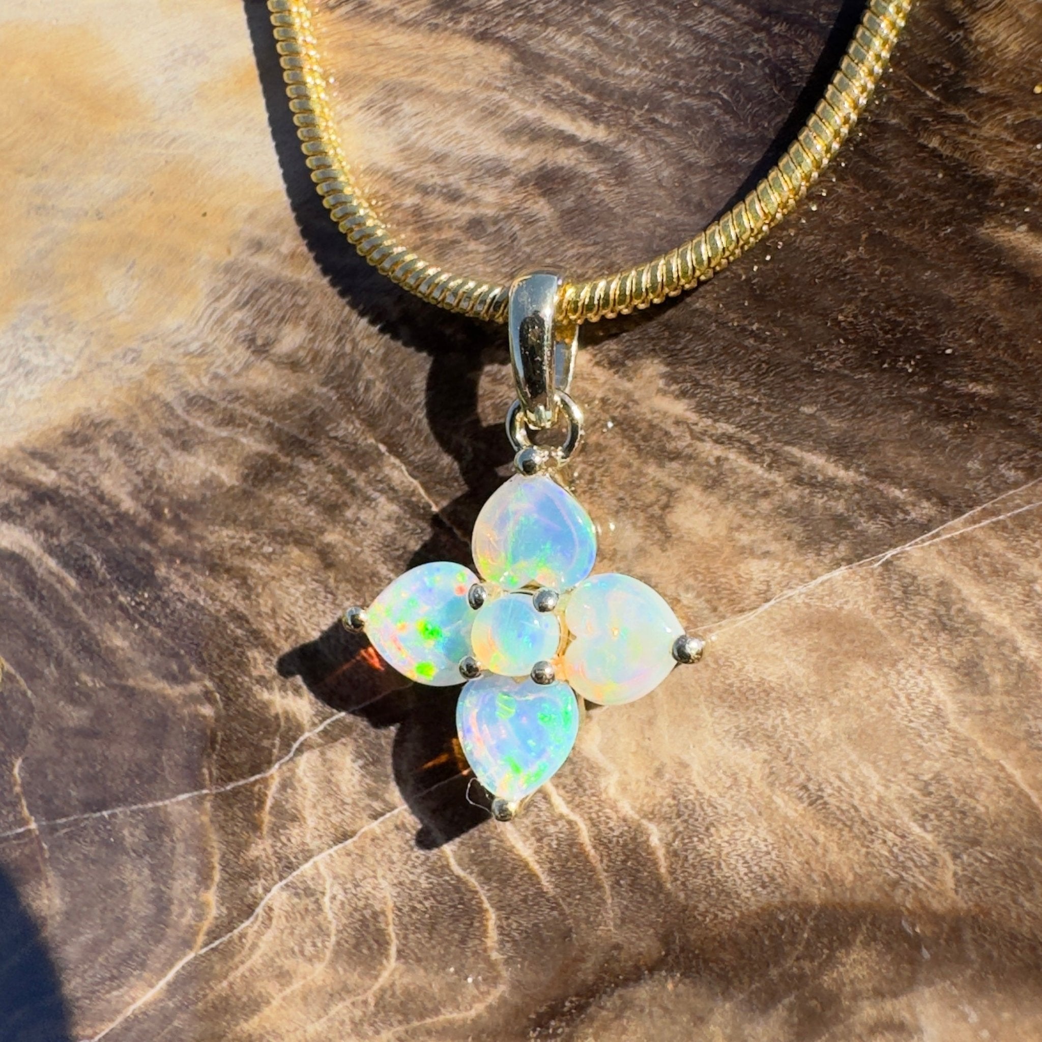 1.2ct Coober Pedy Opal Pendant Necklace ~ 'Snapper Rocks Gold' | 9ct Yellow Gold | Solid Australian Opal