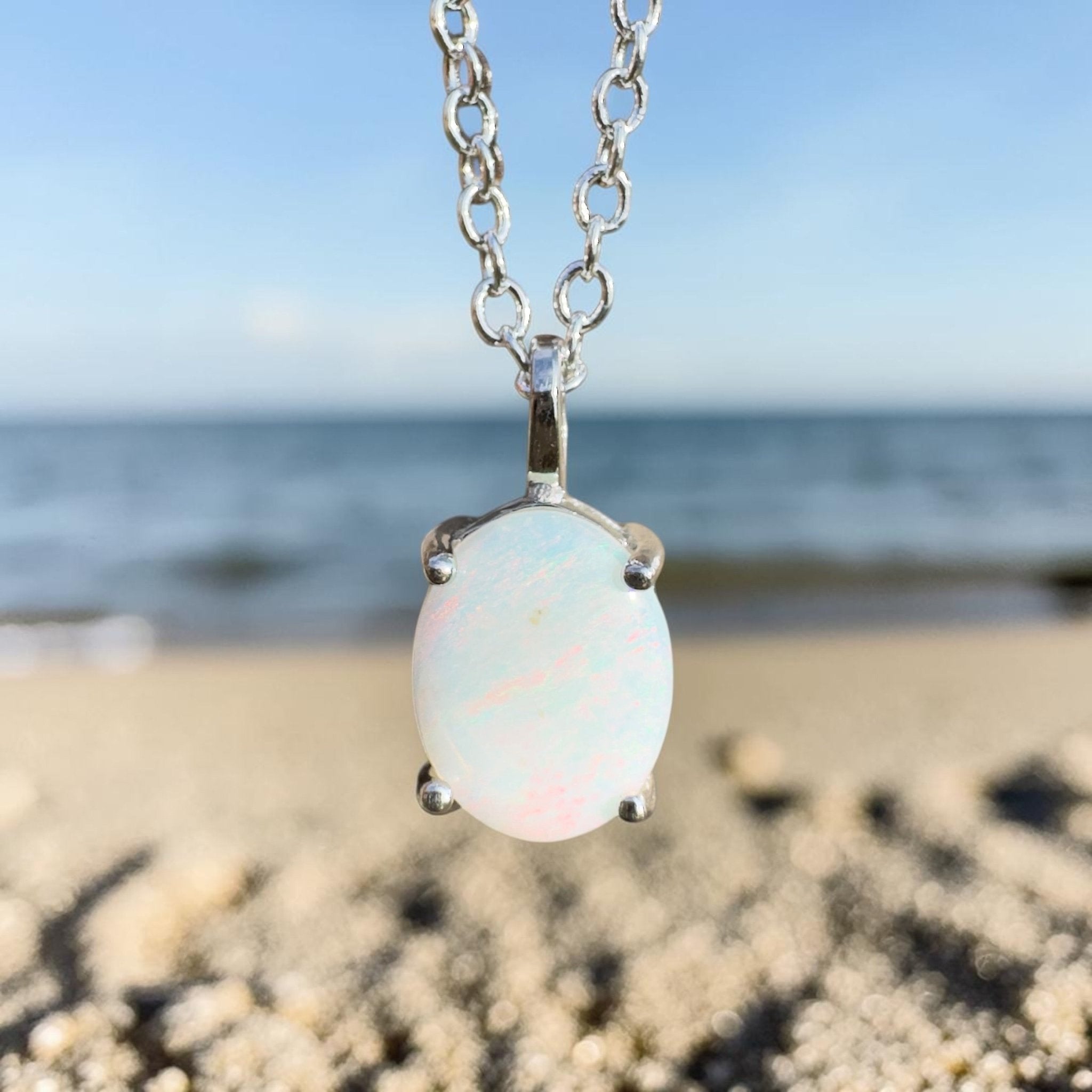 1.2ct Coober Pedy Opal Pendant Necklace ~ 'Stradbroke Sunrise' | 925 Sterling Silver | Solid Australian Opal