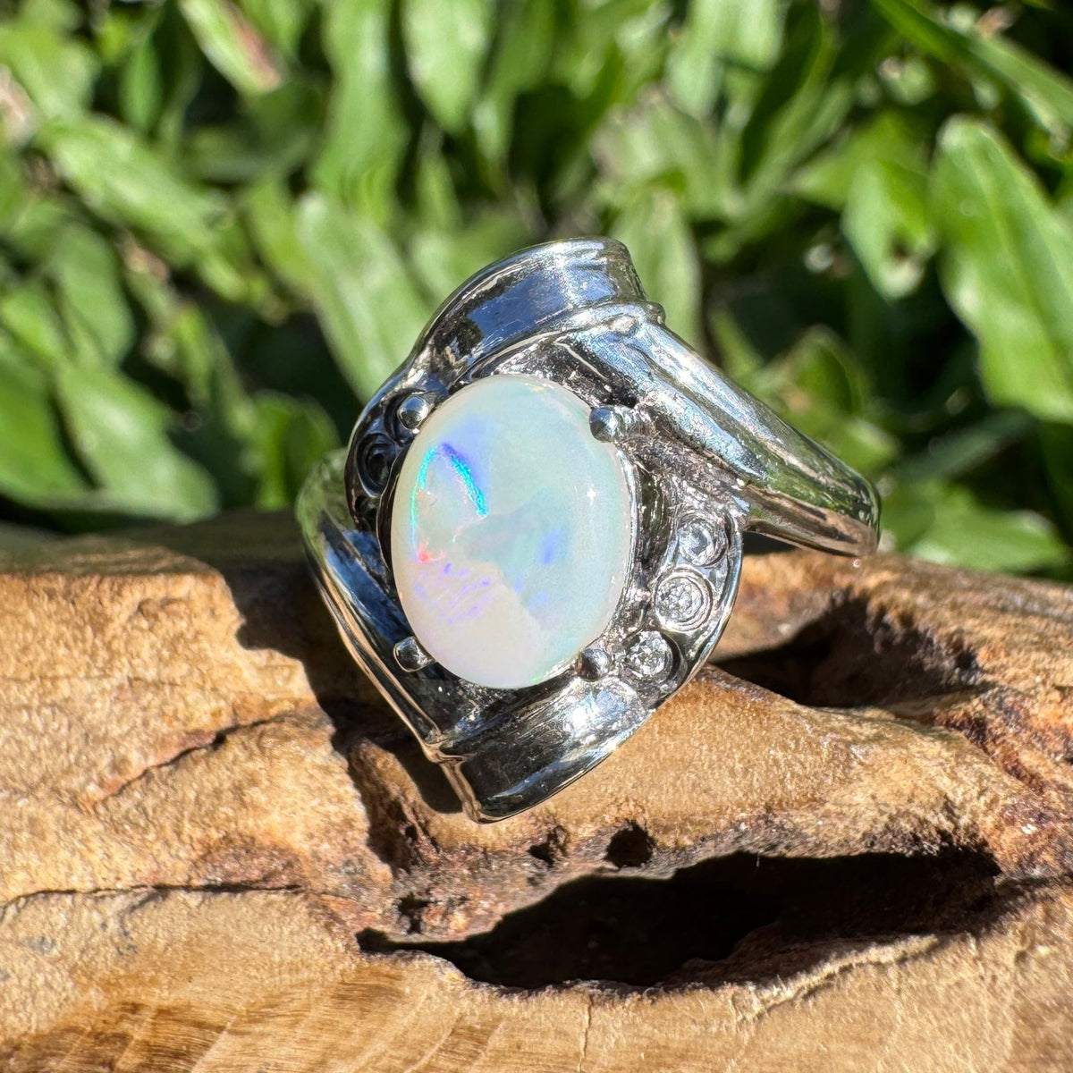1.2ct Coober Pedy Opal Ring ~ 'Maldon Firelight' | 925 Sterling Silver | Solid Australian Opal