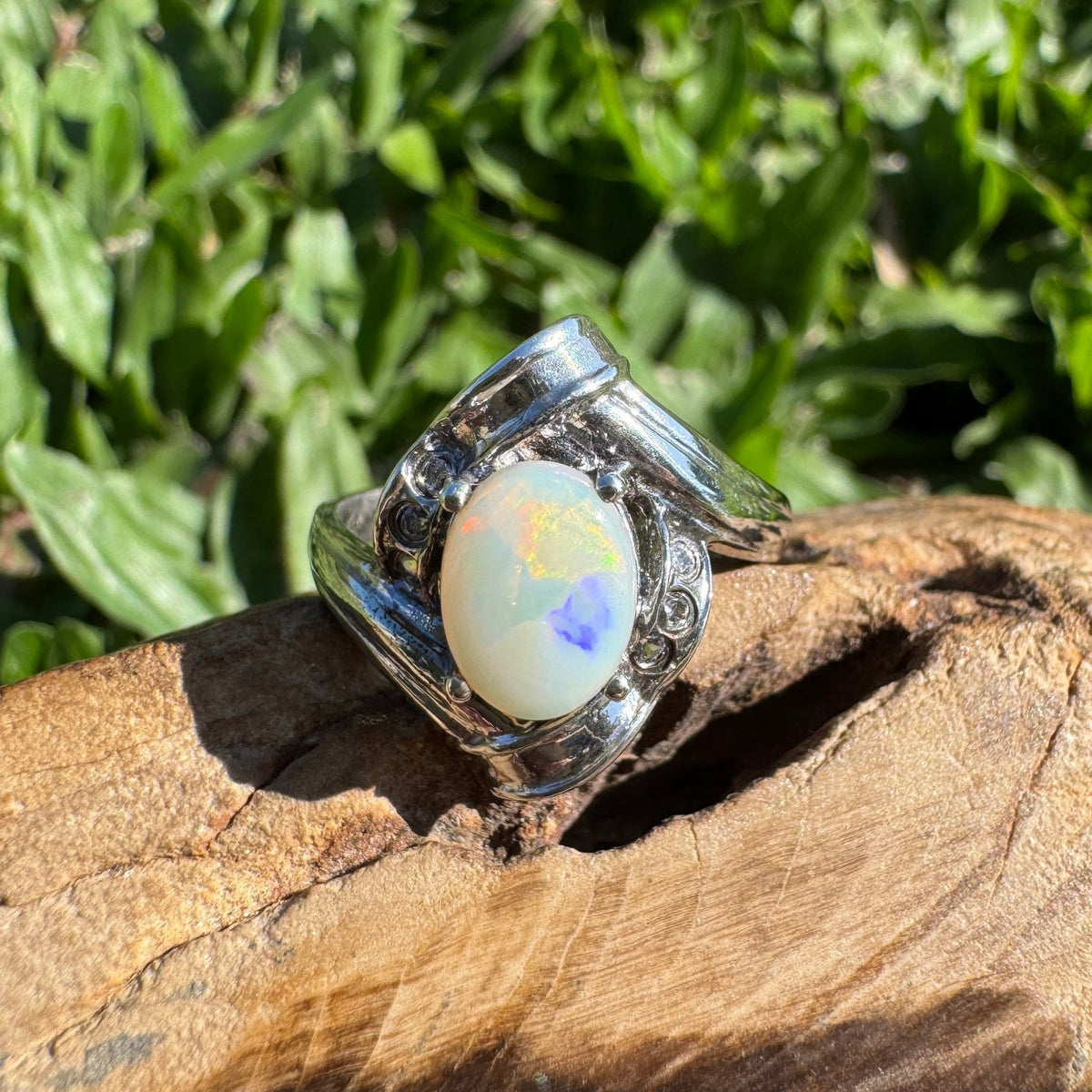 1.2ct Coober Pedy Opal Ring ~ 'Maldon Firelight' | 925 Sterling Silver | Solid Australian Opal