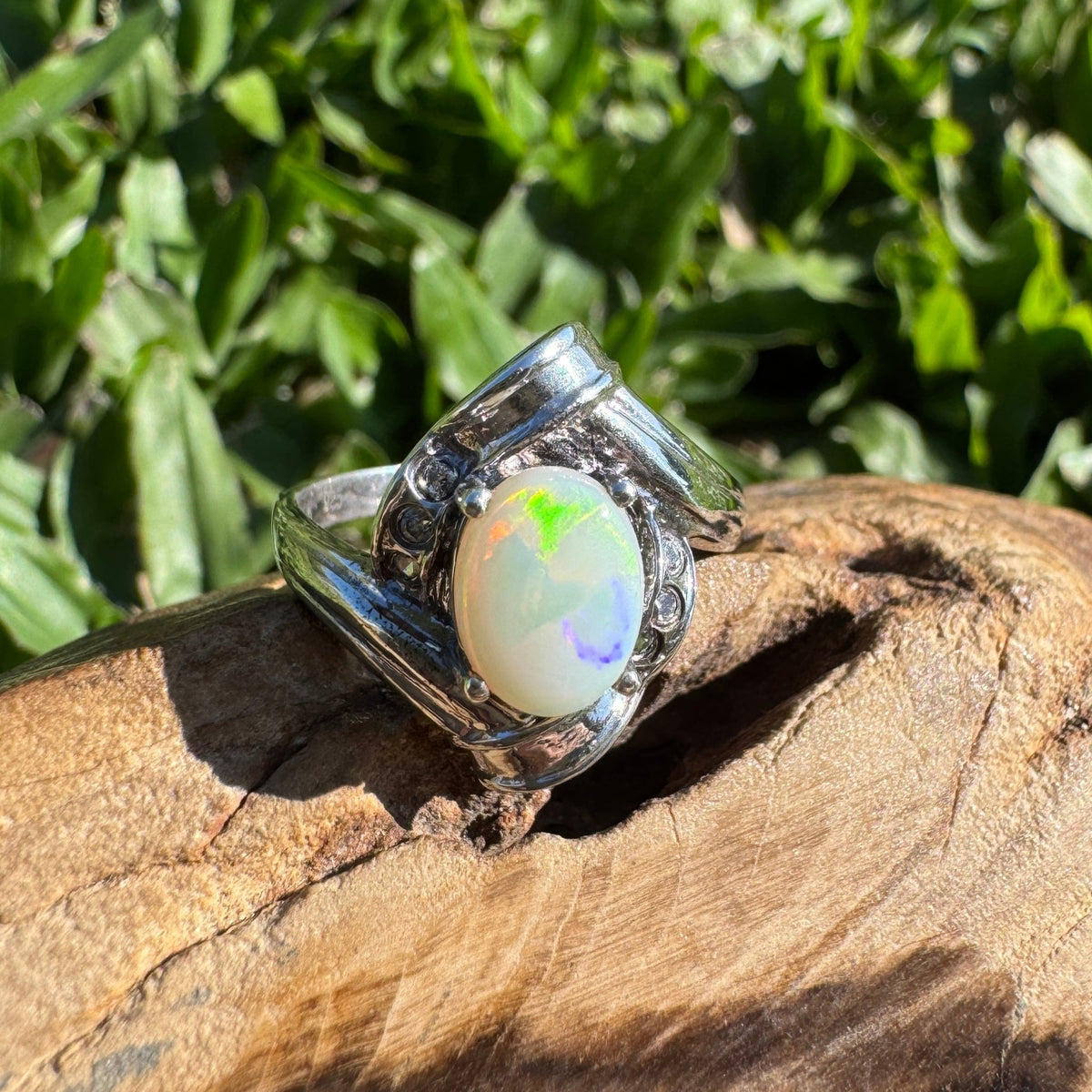 1.2ct Coober Pedy Opal Ring ~ 'Maldon Firelight' | 925 Sterling Silver | Solid Australian Opal