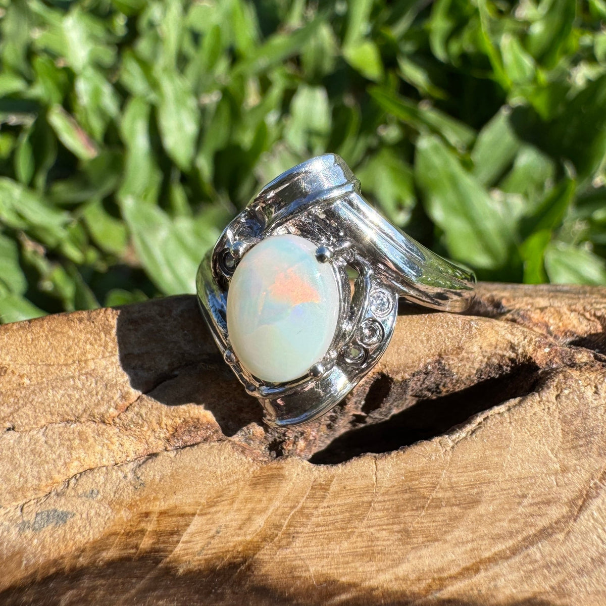 1.2ct Coober Pedy Opal Ring ~ 'Maldon Firelight' | 925 Sterling Silver | Solid Australian Opal