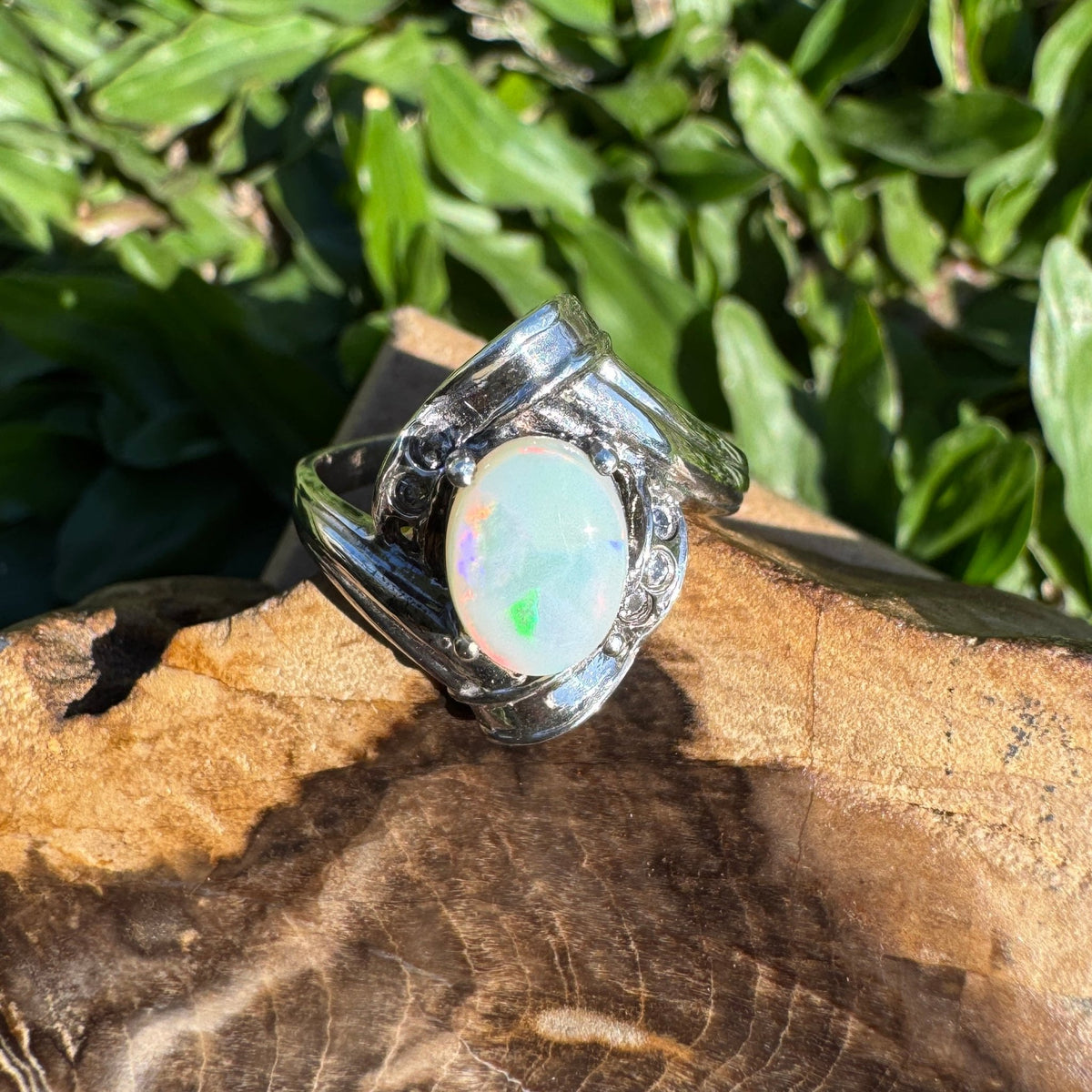 1.2ct Coober Pedy Opal Ring ~ 'Maldon Firelight' | 925 Sterling Silver | Solid Australian Opal