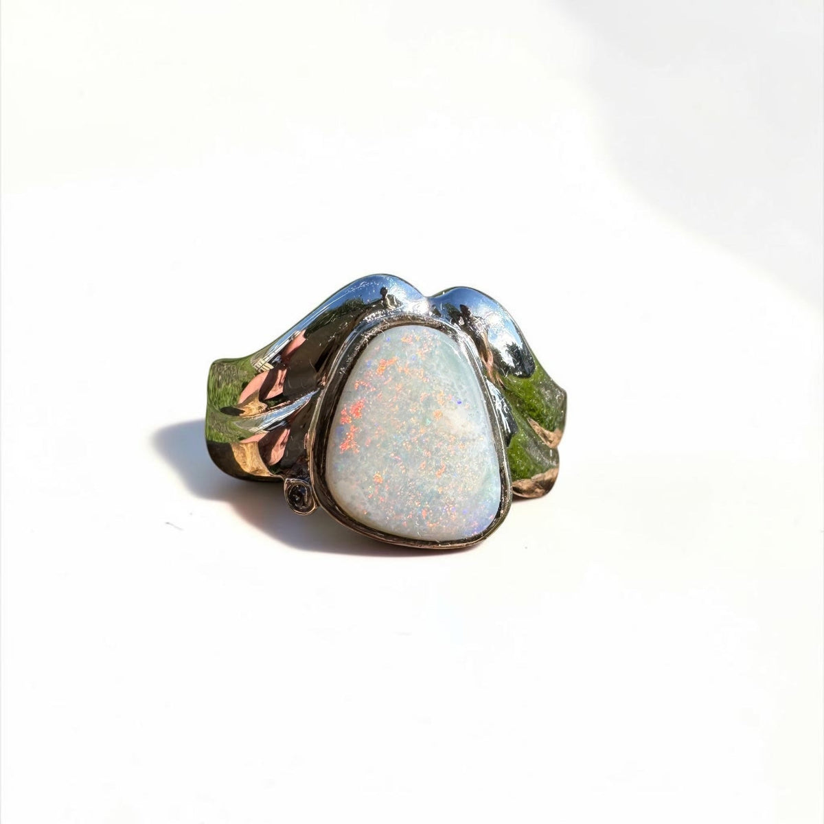 1.2ct Coober Pedy Opal Ring ~ 'Point Lookout Glow' | 925 Sterling Silver | Solid Australian Opal