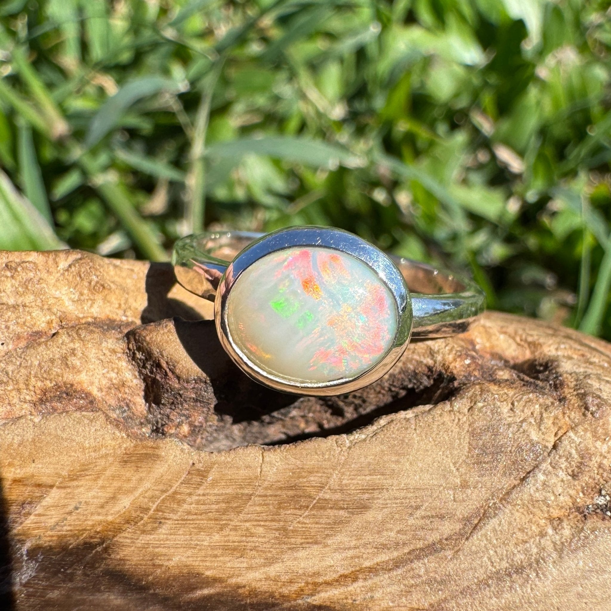 1.2ct Coober Pedy Opal Ring ~ 'Streaky Bay Spectrum' | 925 Sterling Silver | Solid Australian Opal