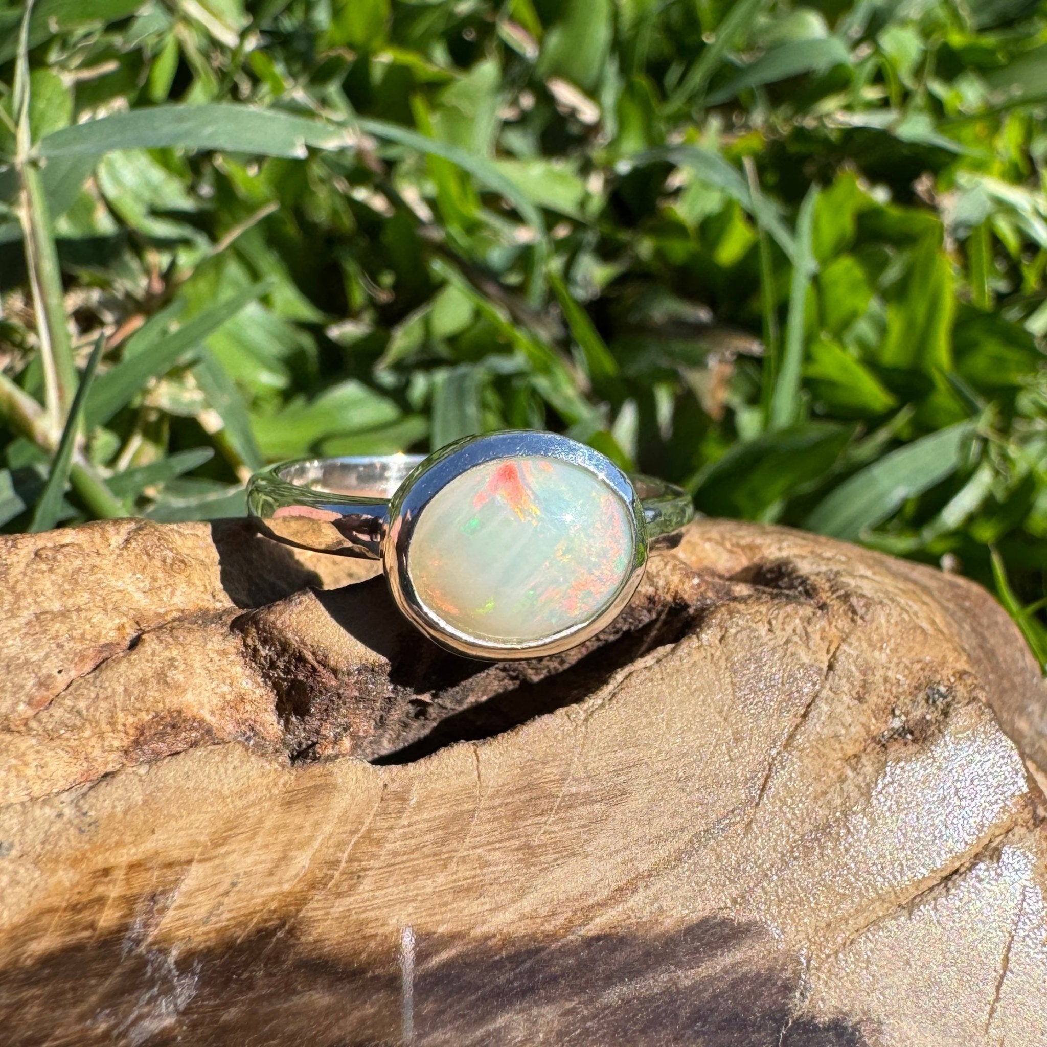 1.2ct Coober Pedy Opal Ring ~ 'Streaky Bay Spectrum' | 925 Sterling Silver | Solid Australian Opal