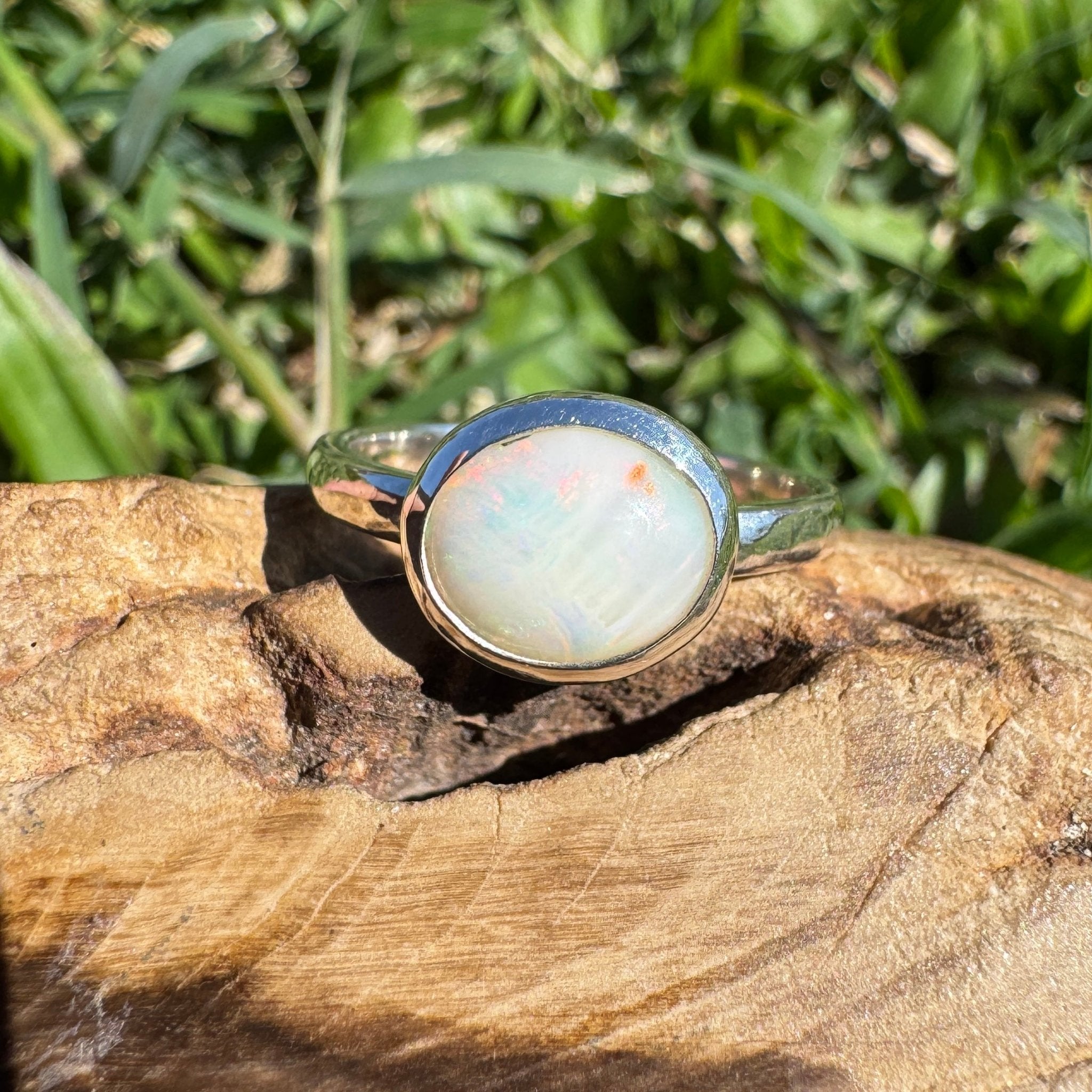 1.2ct Coober Pedy Opal Ring ~ 'Streaky Bay Spectrum' | 925 Sterling Silver | Solid Australian Opal