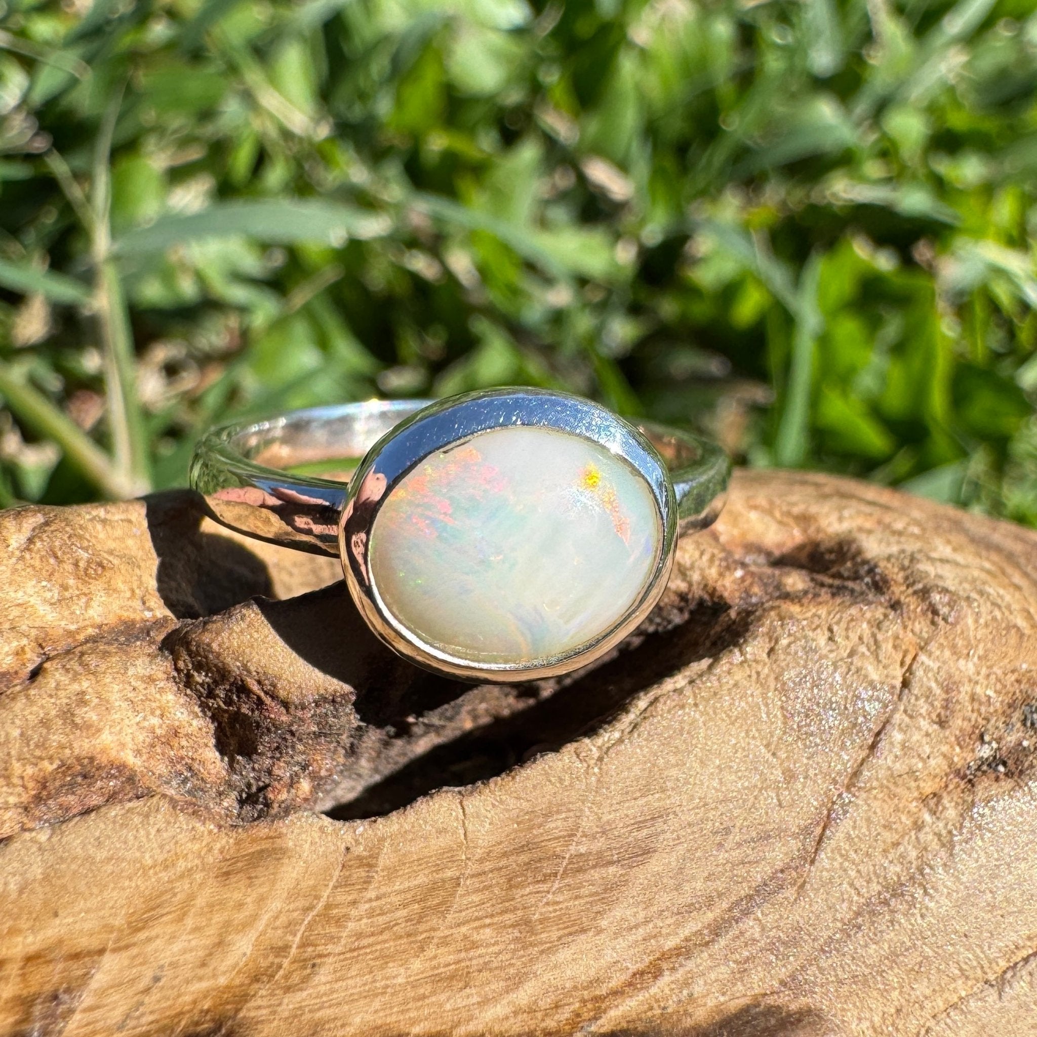 1.2ct Coober Pedy Opal Ring ~ 'Streaky Bay Spectrum' | 925 Sterling Silver | Solid Australian Opal