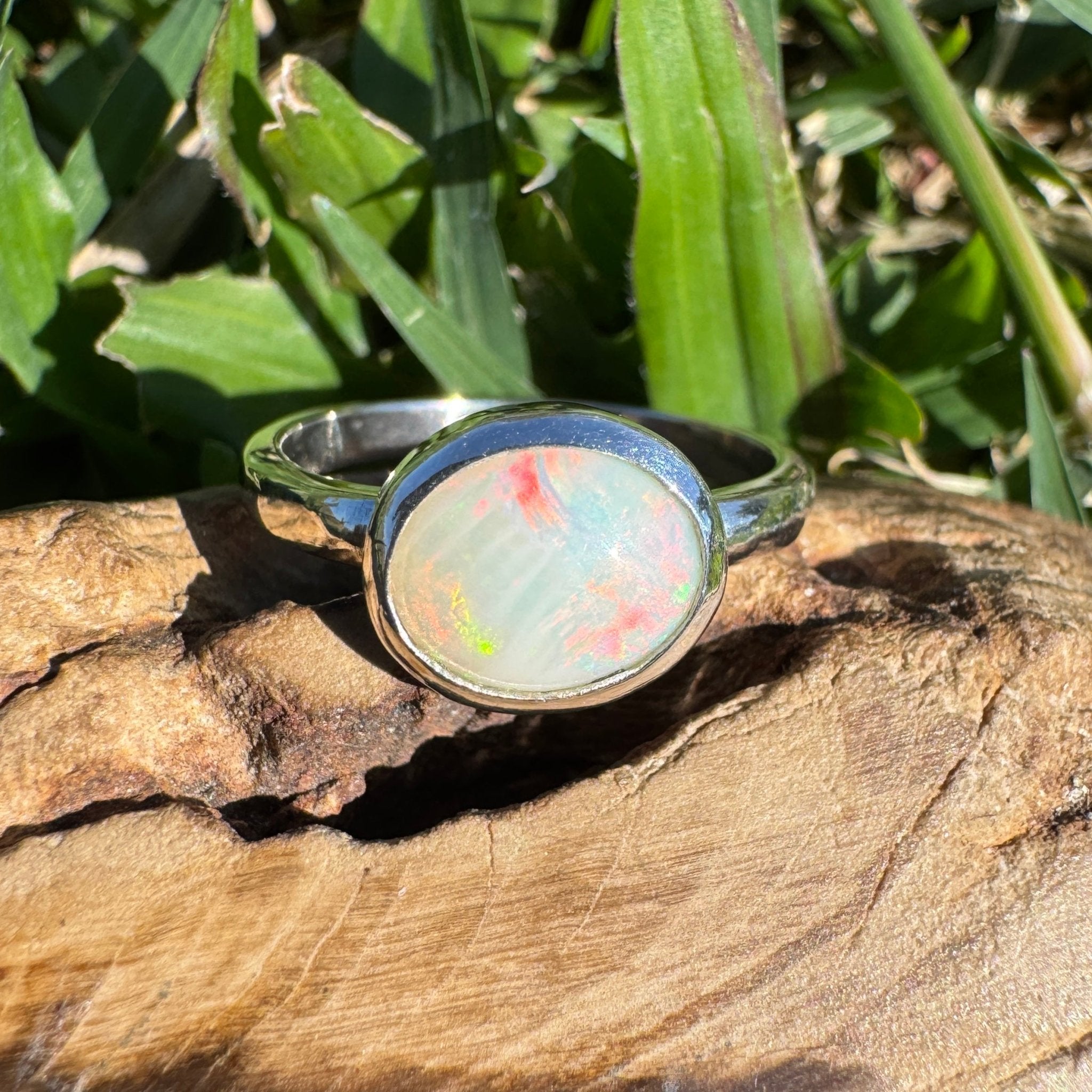 1.2ct Coober Pedy Opal Ring ~ 'Streaky Bay Spectrum' | 925 Sterling Silver | Solid Australian Opal