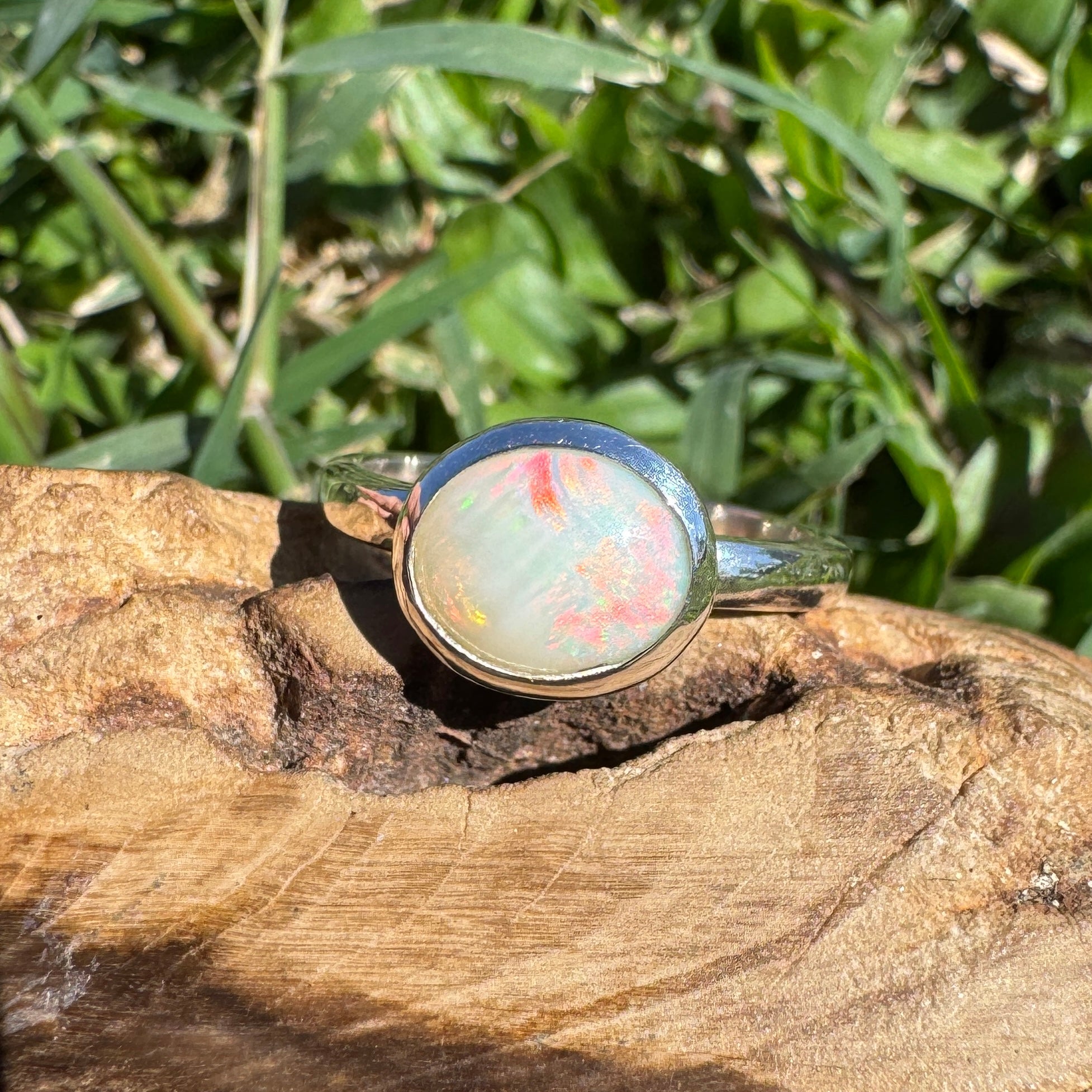 1.2ct Coober Pedy Opal Ring ~ 'Streaky Bay Spectrum' | 925 Sterling Silver | Solid Australian Opal
