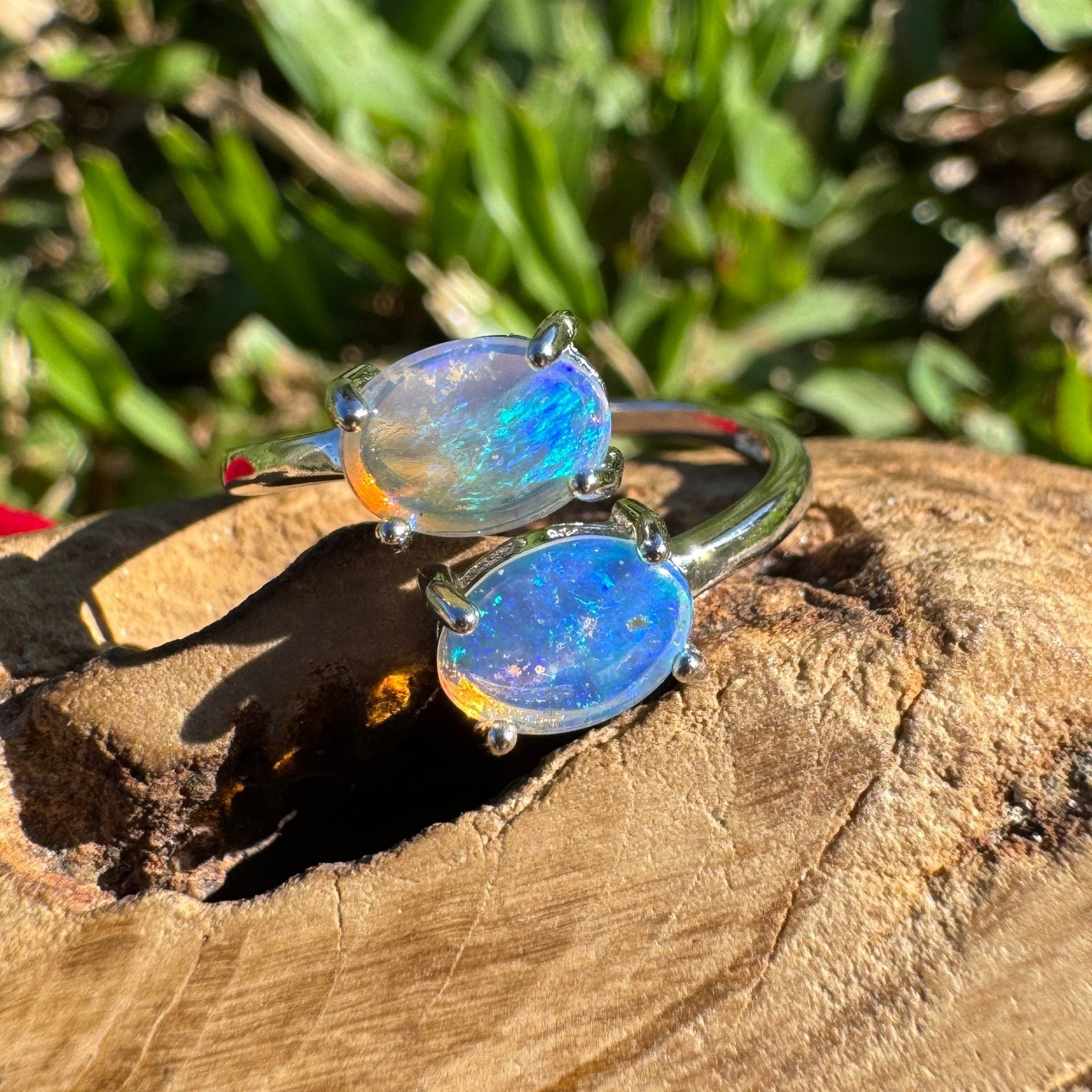 1.2ct Coober Pedy Opal Ring ~ 'Twin Falls Glow' | 925 Sterling Silver | Solid Australian Opal