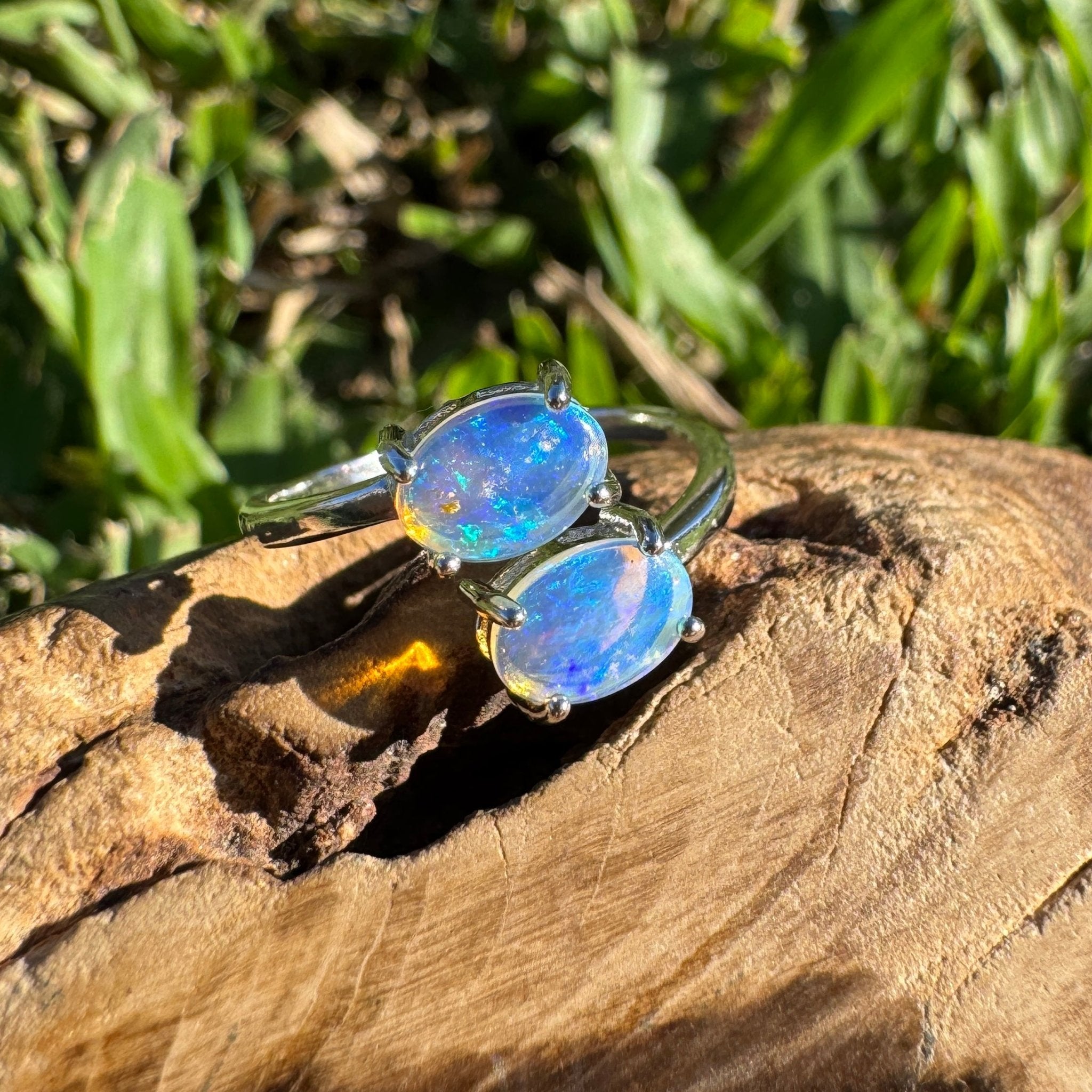 1.2ct Coober Pedy Opal Ring ~ 'Twin Falls Glow' | 925 Sterling Silver | Solid Australian Opal