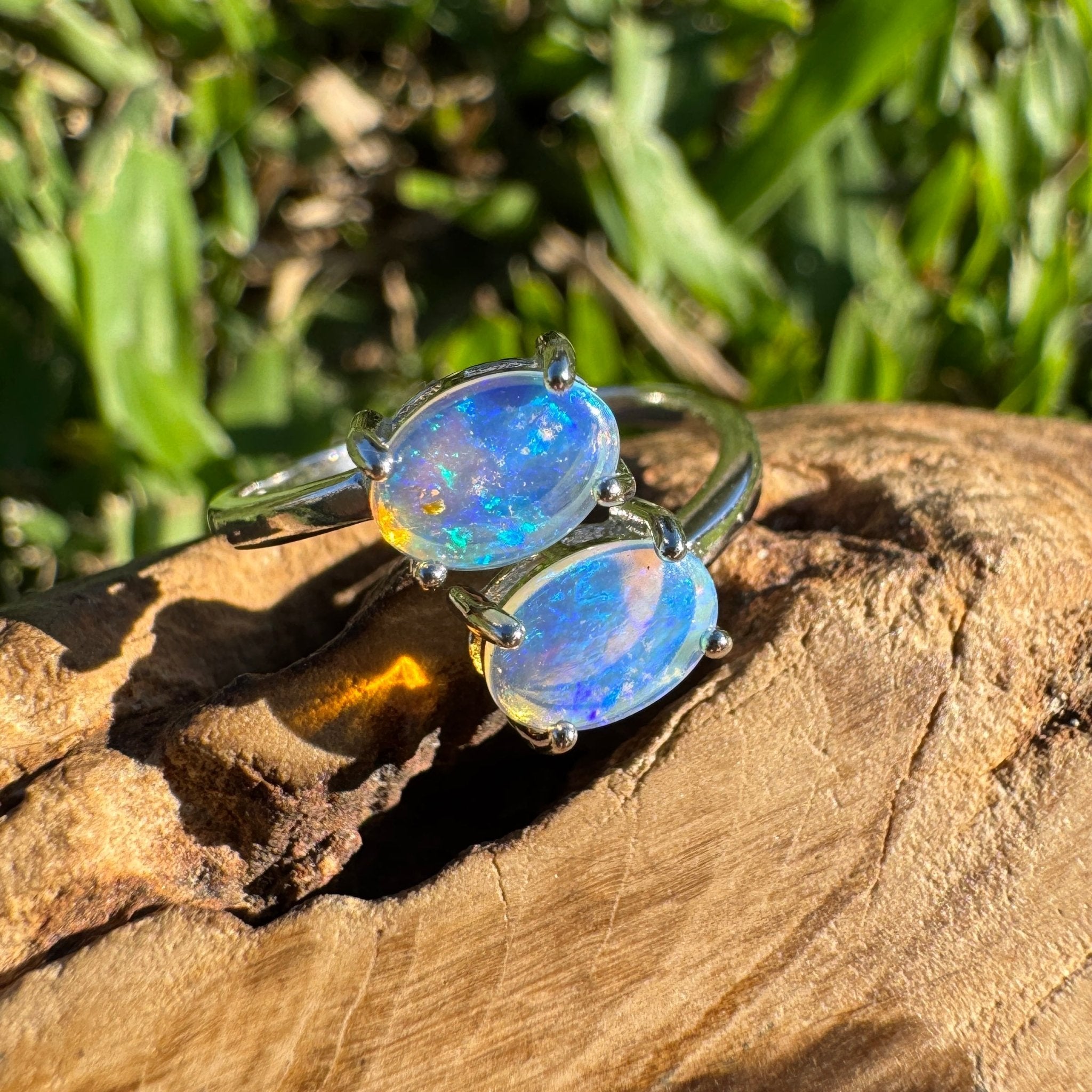 1.2ct Coober Pedy Opal Ring ~ 'Twin Falls Glow' | 925 Sterling Silver | Solid Australian Opal